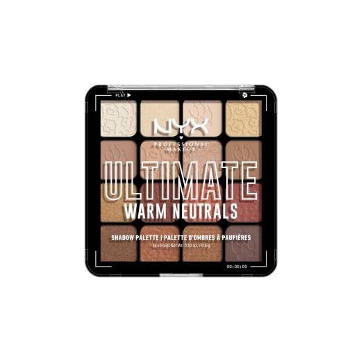 Palette 16 ombres à paupières Ultimate Warm neutral de la marque NYX Professional Makeup Contenance 108g