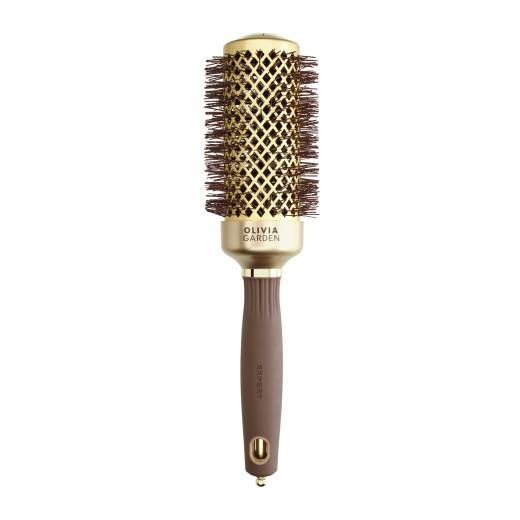 Brosse brushing ronde Expert Blowout Shine Wavy Bristles Gold&Brown 45mm de la marque Olivia Garden