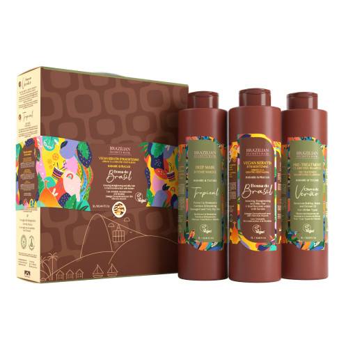 Kit lissage profond à la kératine végétalienne Bossa do Brasil de la marque Brazilian Secrets Hair Contenance 1000ml