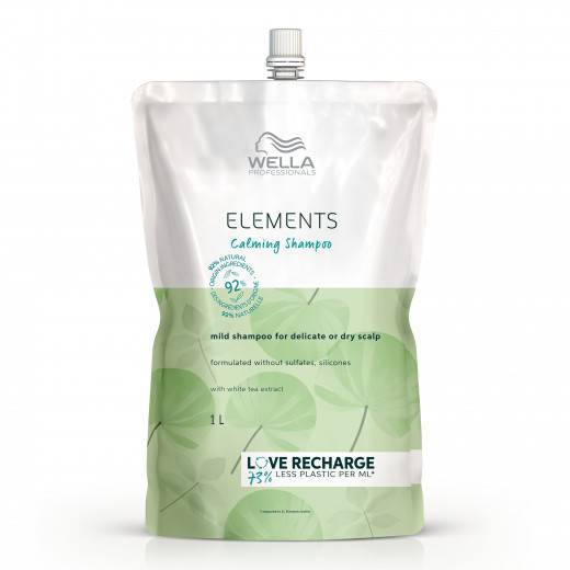 Wella Professionals Pochette de recharge Shampoing apaisant Elements - Calming 1L, Shampoing naturel