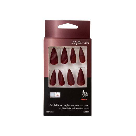 Set 24 faux ongles Idyllic nails Red wine Peggy Sage