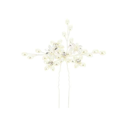 Pc à chgnon fleur en satn bleu ro et blanche : Accessores coffure