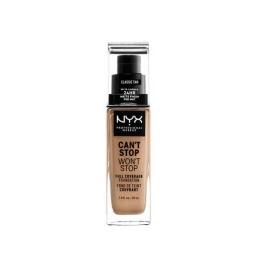 Fond de teint liquide Can't stop won't stop Classic tan de la marque NYX Professional Makeup Contenance 30ml