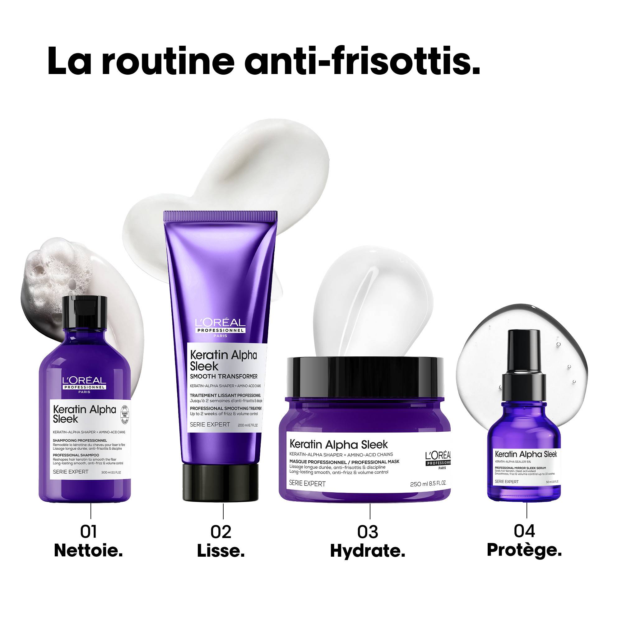 Routine étapes anti-frisottis