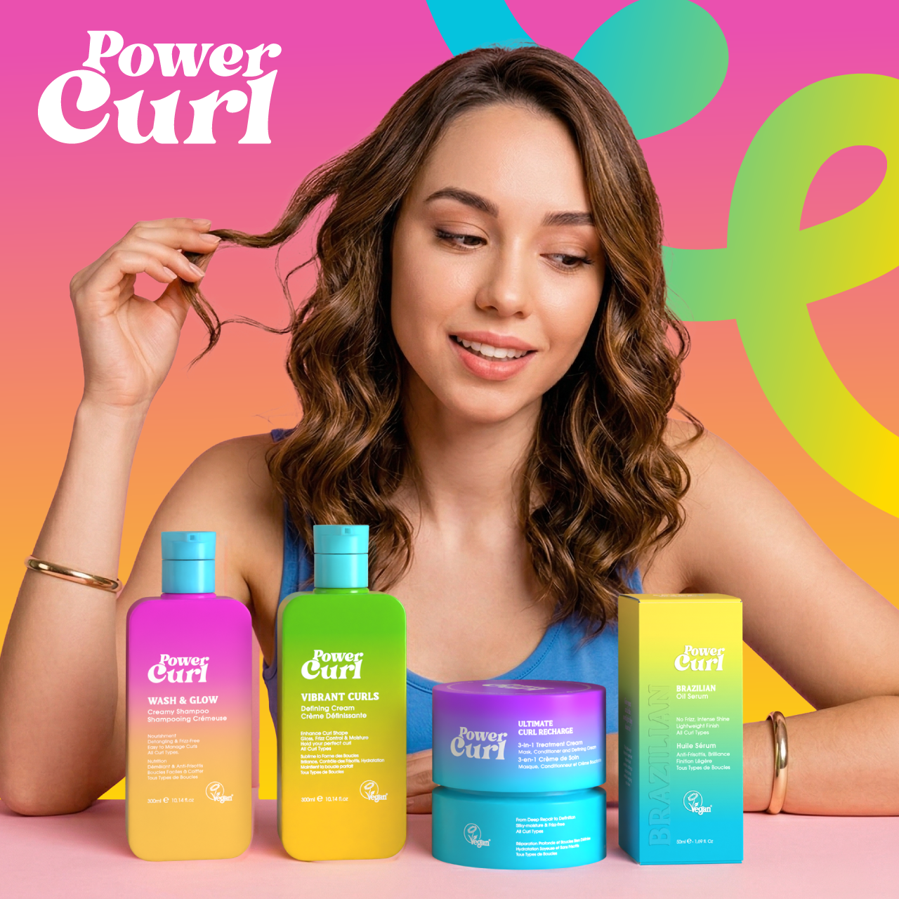 Produits gamme complète et modèle cheveux bouclés
