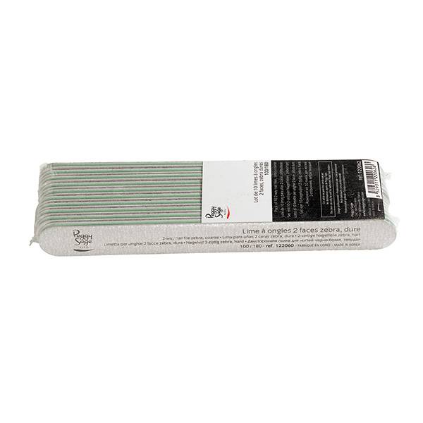 Lot de 10 limes à ongles 2 faces 100-180 - grain extra dur Zebra de la marque Peggy Sage - 1