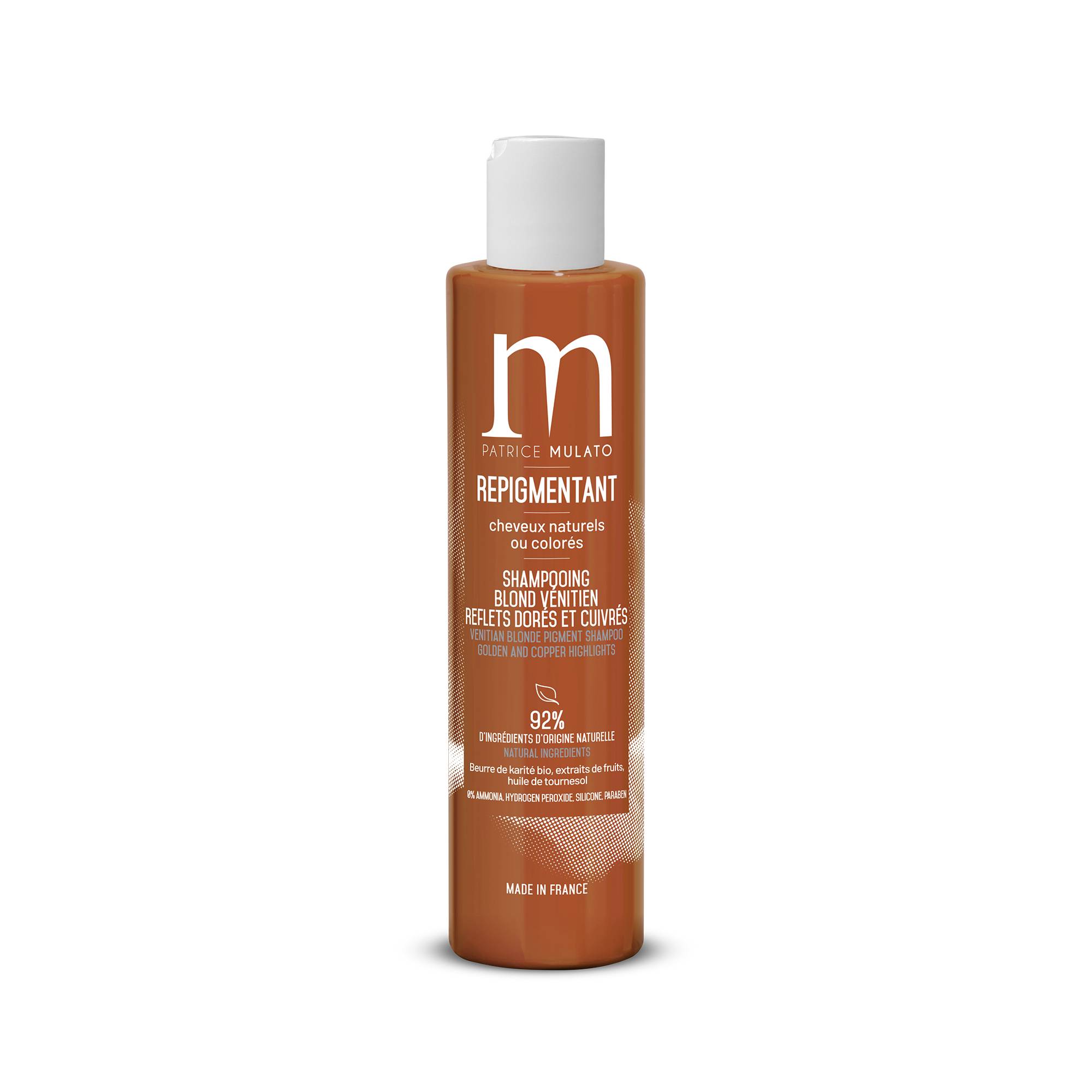 Shampoing Repigmentant Blond vénitien - reflets dorés et cuivrés de la marque Mulato Contenance 200ml - 1