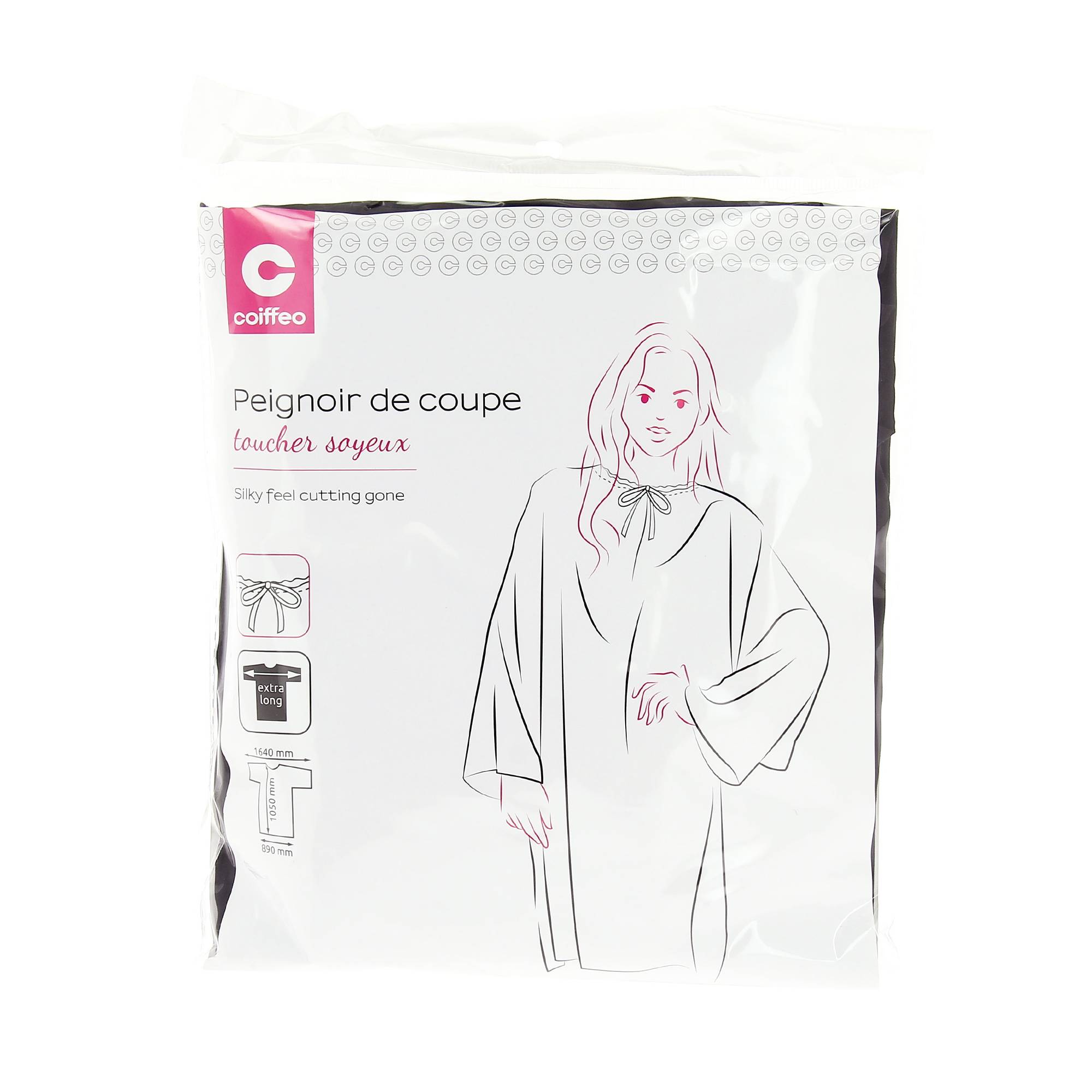 Peignoir impermeable noir toucher soyeux avec liens TU de la marque Coiffeo - 1