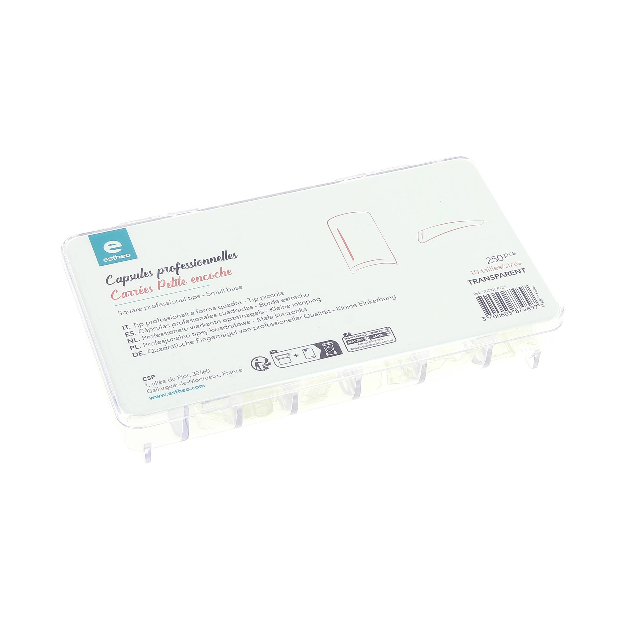 250 capsules professionnelles transparentes de la marque Estheo - 1