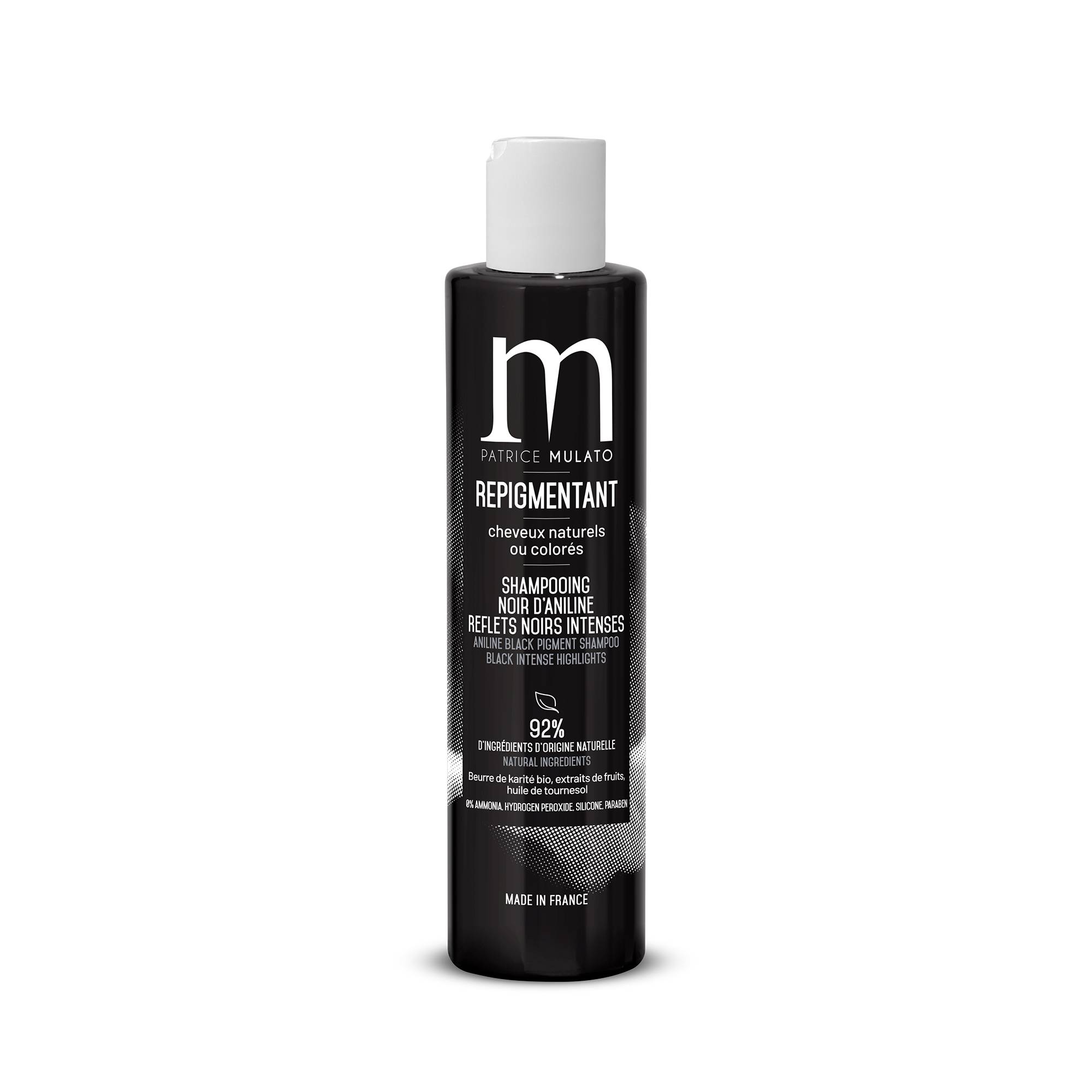 Shampoing Repigmentant Noir d'Aniline - reflets noirs intenses de la marque Mulato Contenance 200ml - 1