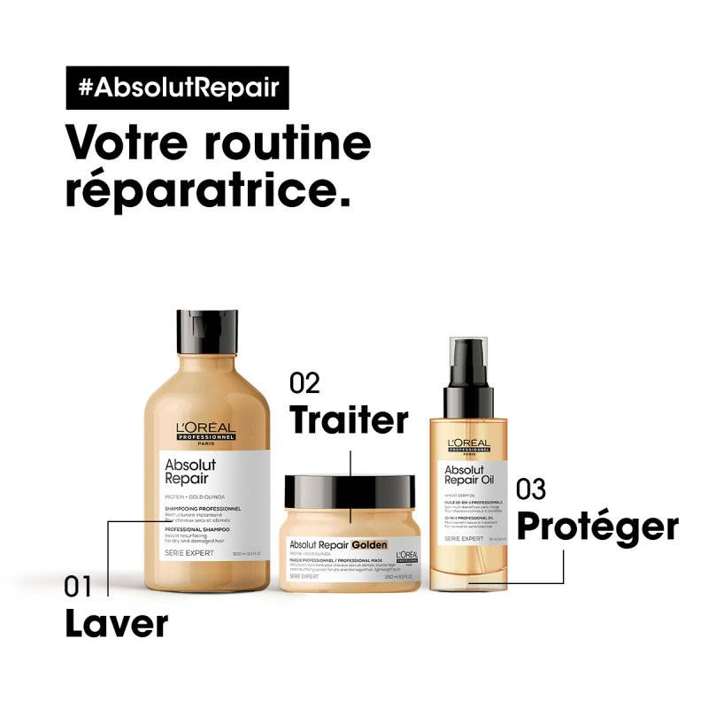 Huile 10-en-1 sans rinçage Absolut Repair de la marque L'Oréal Professionnel Contenance 90ml - 3