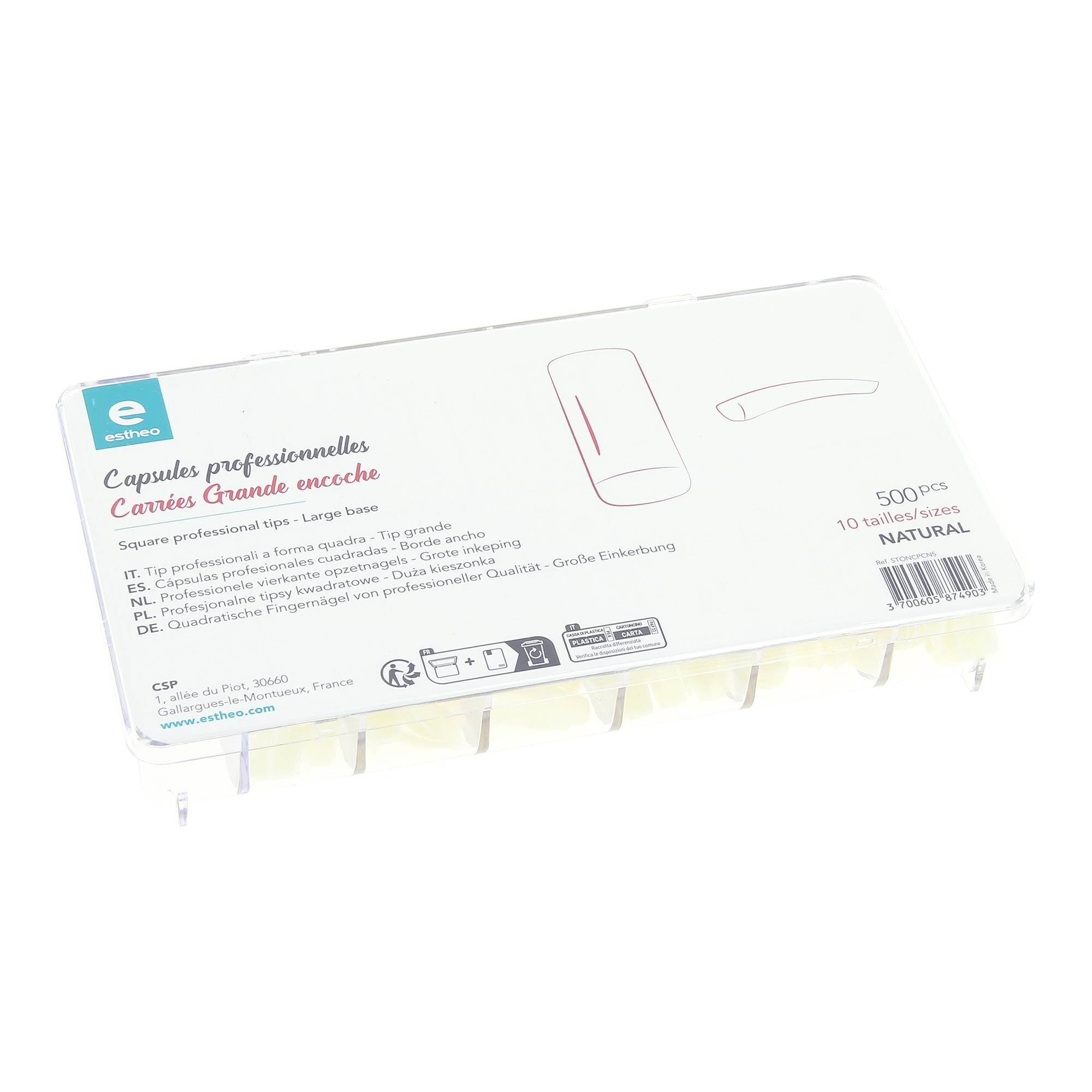 500 capsules universelles carrées, grande encoche naturel de la marque Estheo - 1