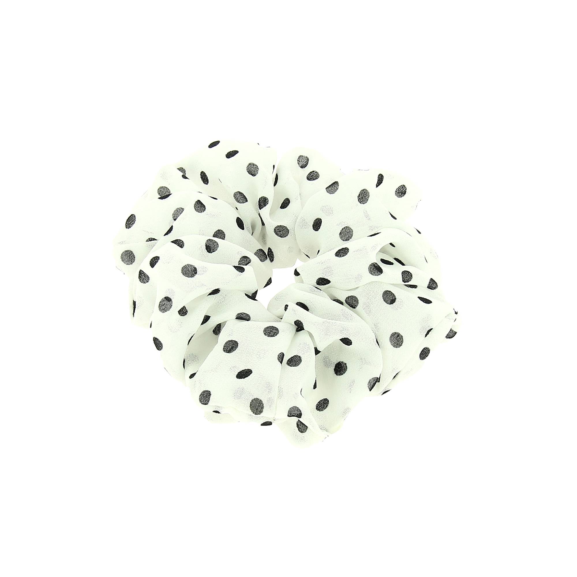 Chouchou blanc à pois noirs de la marque Coiffeo - 1