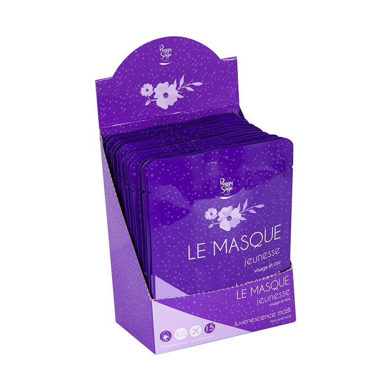 Présentoir masques jeunesse visage et cou x15 de la marque Peggy Sage Contenance 750g - 1