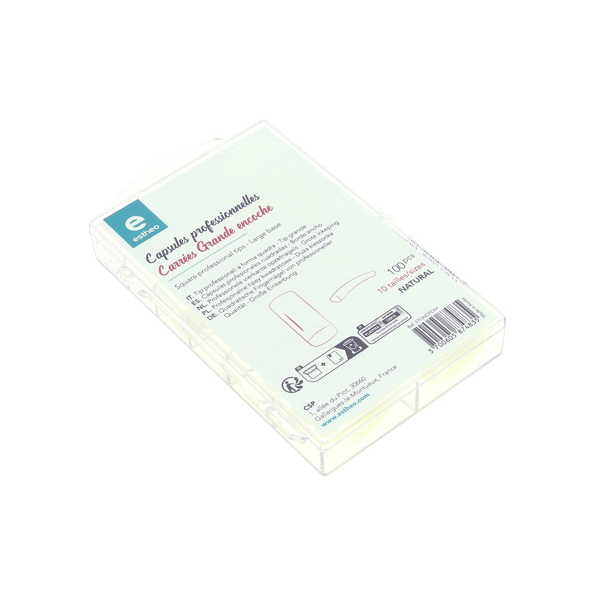 100 capsules professionnelles universelles carrées grande encoche naturel de la marque Estheo - 1