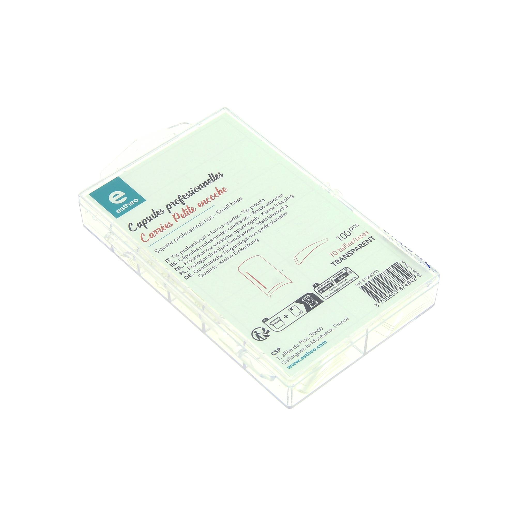 100 capsules professionnelles transparentes de la marque Estheo - 1