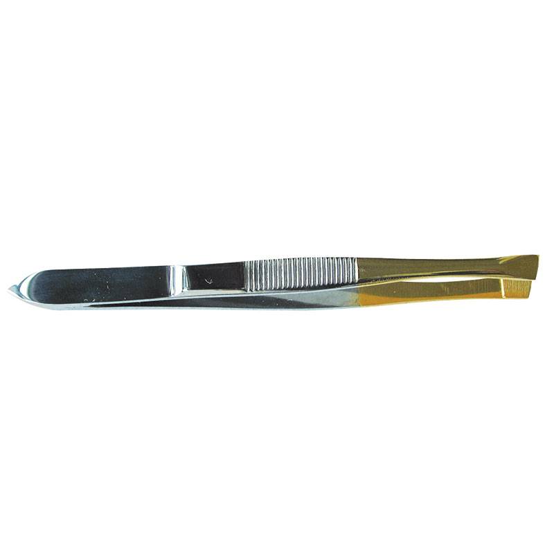 Pince à épiler chromée bi-colore mors biais de la marque Parisax Contenance 10g - 1