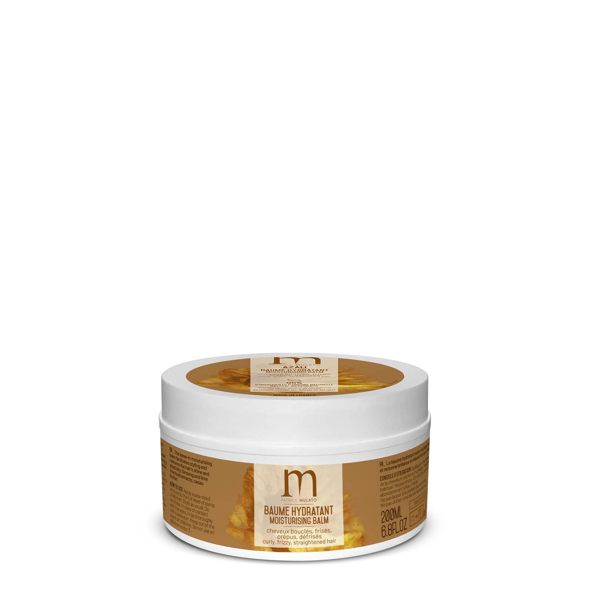 Baume hydratant Azali cheveux bouclés frisés crépus et défrisés de la marque Mulato Contenance 200ml - 1