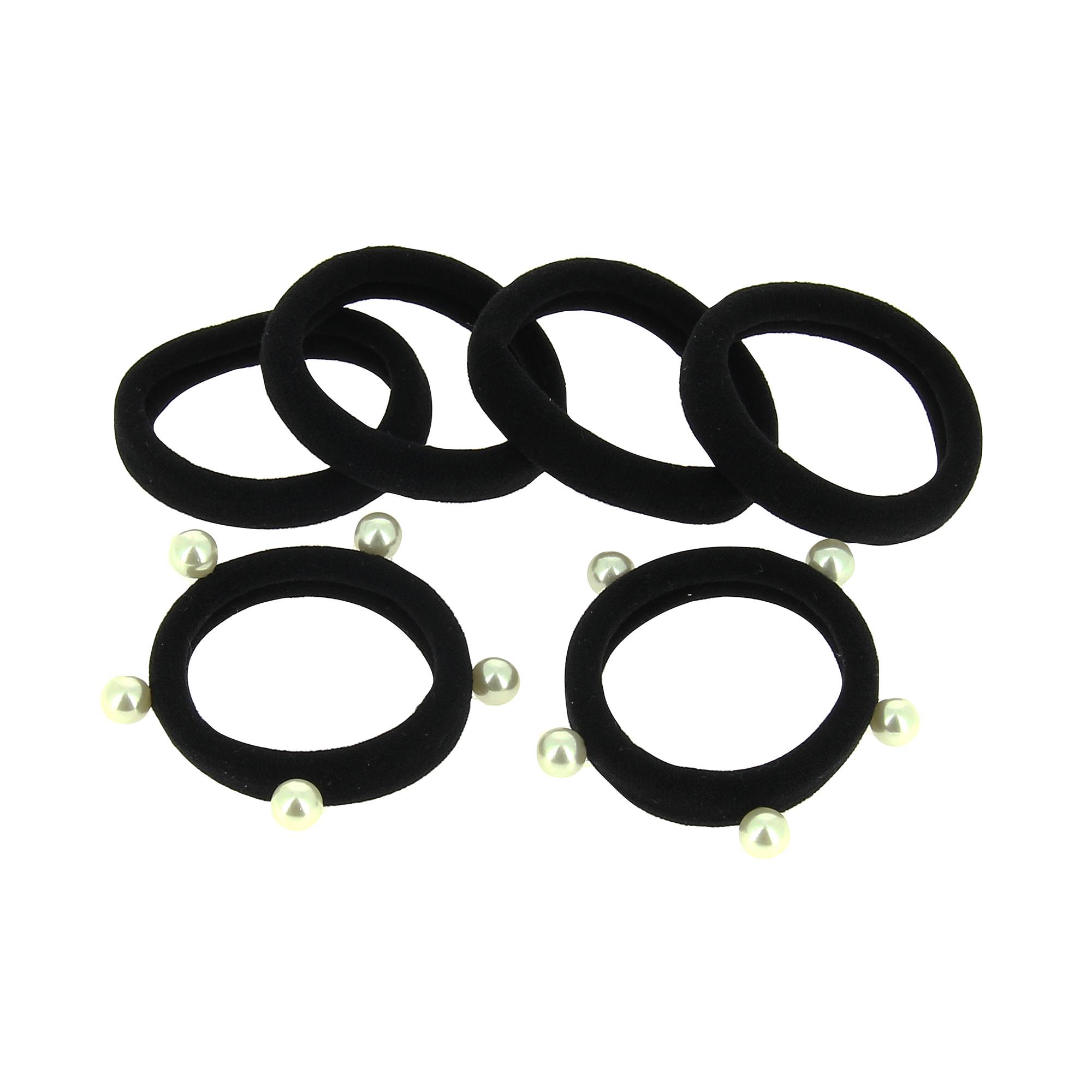 Elastique mousse noir et perle x6 de la marque Coiffeo - 1