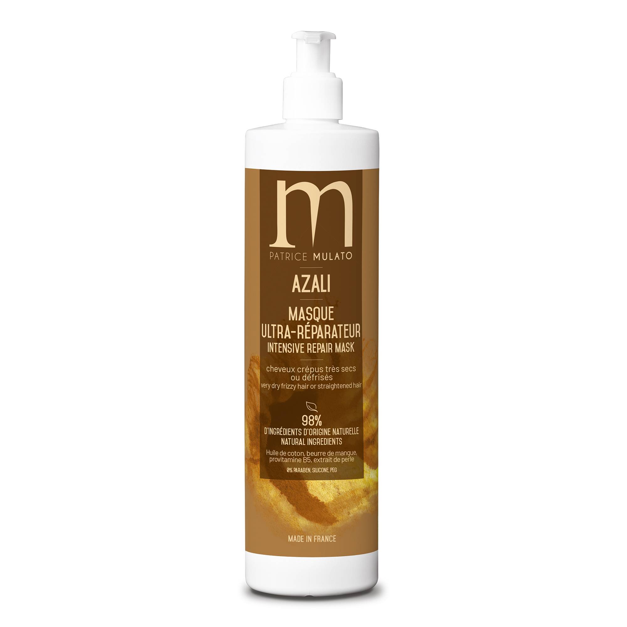 Masque ultra-répararateur Azali cheveux crépus très secs ou défrisés de la marque Mulato Contenance 500ml - 1