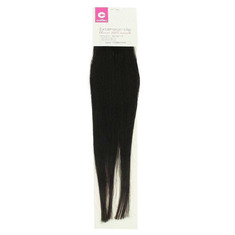 Bandeau extensions naturelles à clips Chatain foncé de la marque Coiffeo - 1