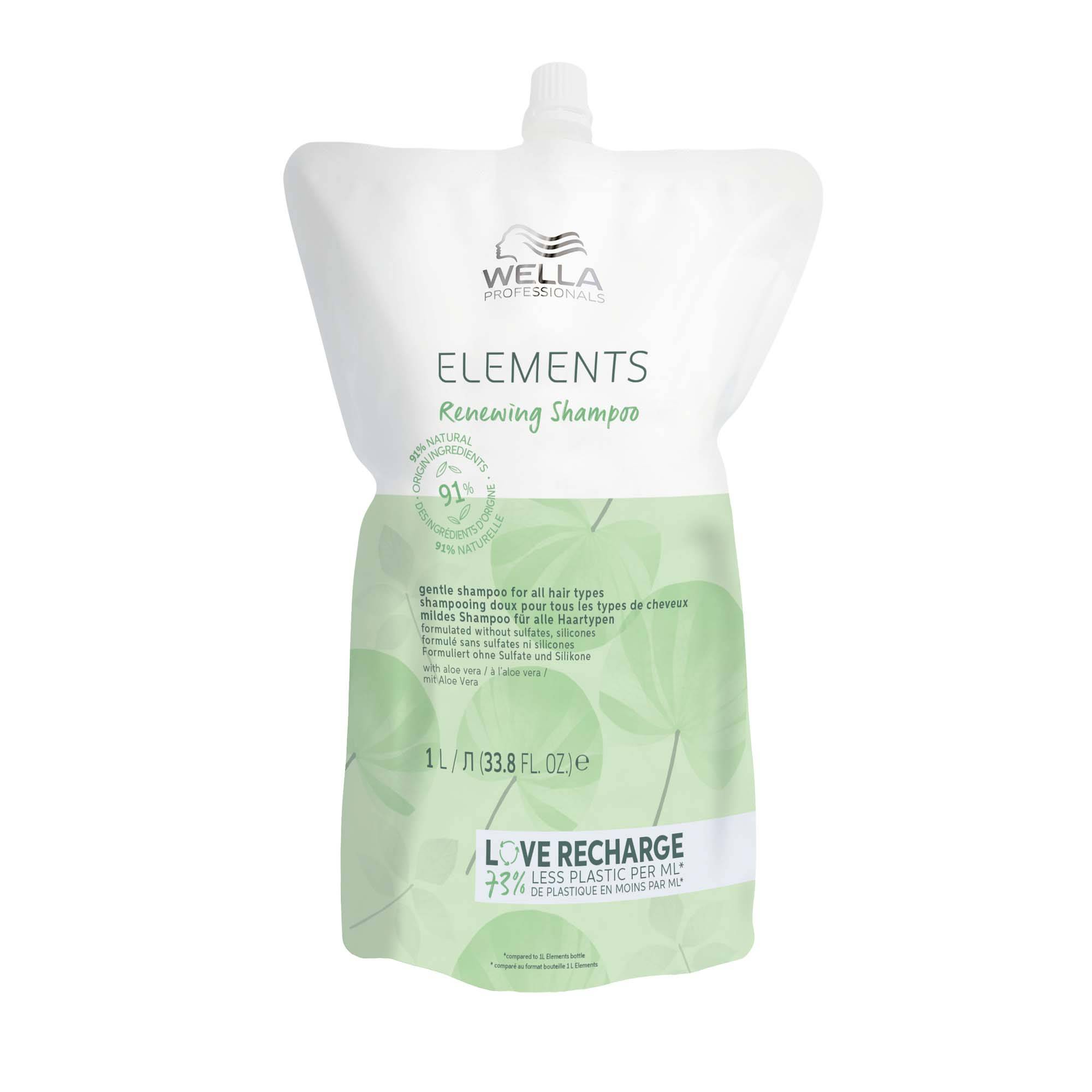 Recharge shampoing régénérant Elements Renewing de la marque Wella Professionals Contenance 1000ml - 1