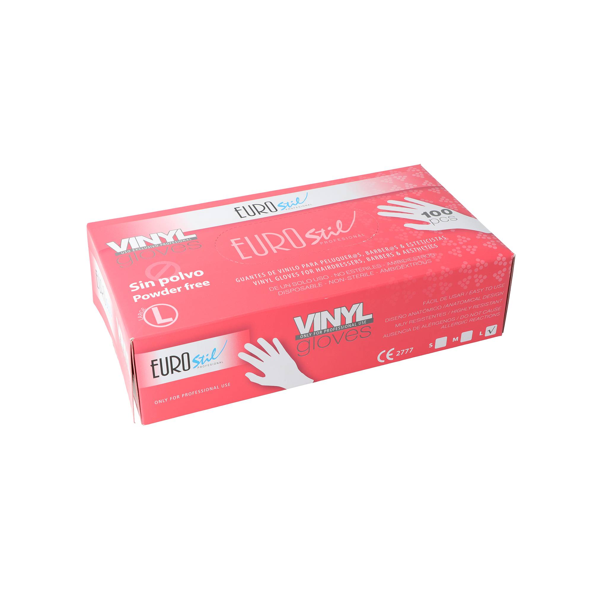 Boite de 100 gants jetables en vinyle transparent - Taille L de la marque Eurostil - 1