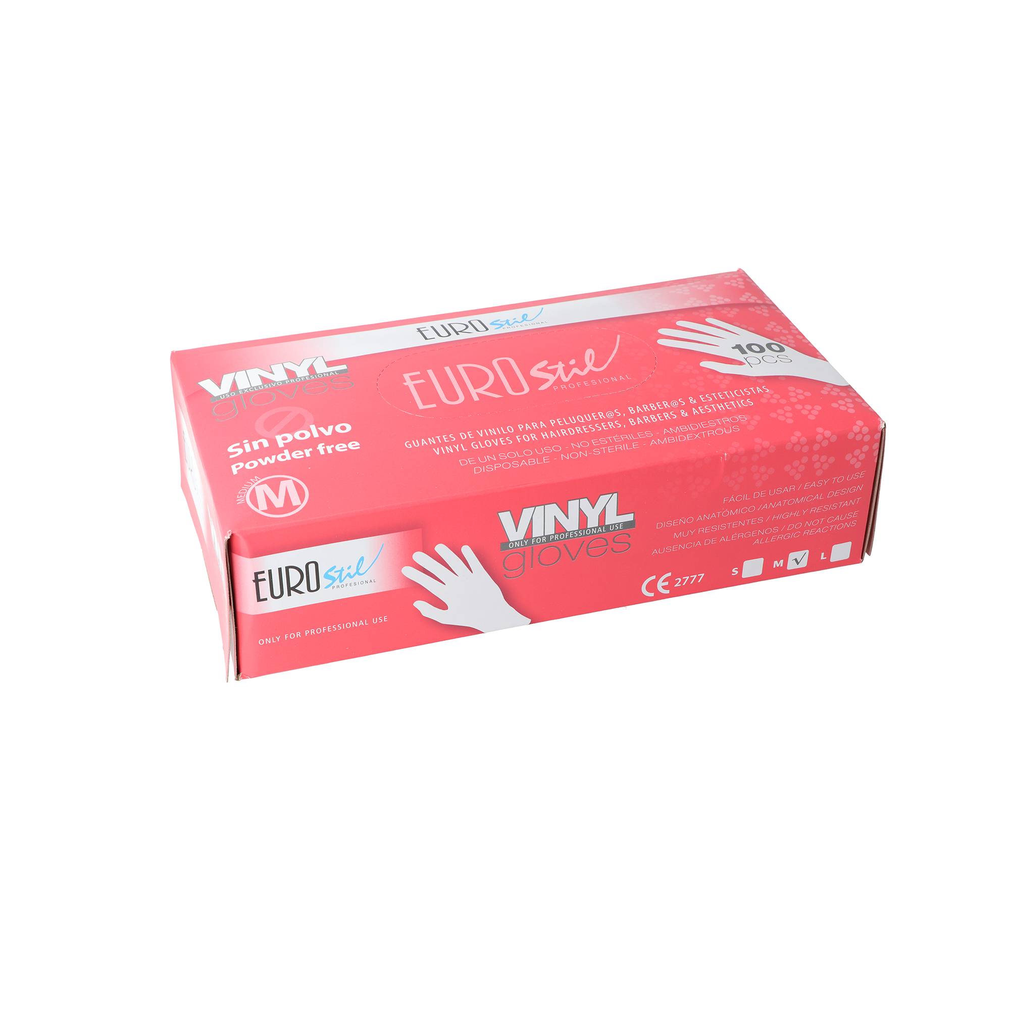 Boite de 100 gants jetables en vinyle transparent - Taille M de la marque Eurostil - 1
