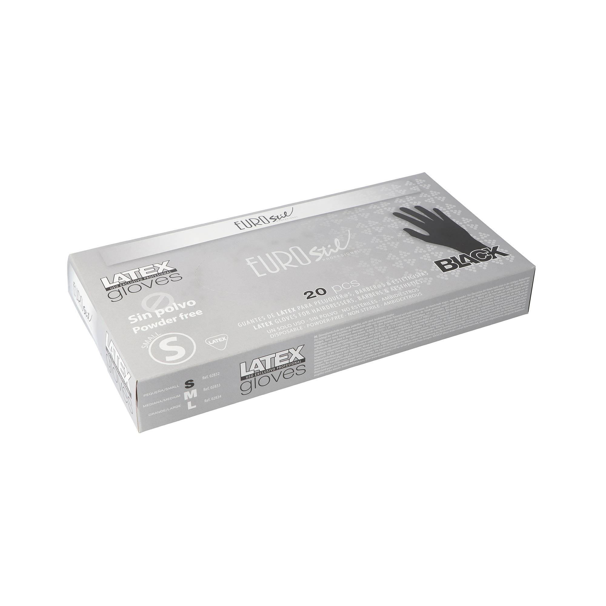 Boîte de 20 gants en latex non poudré jetables noirs - Taille S de la marque Eurostil - 1
