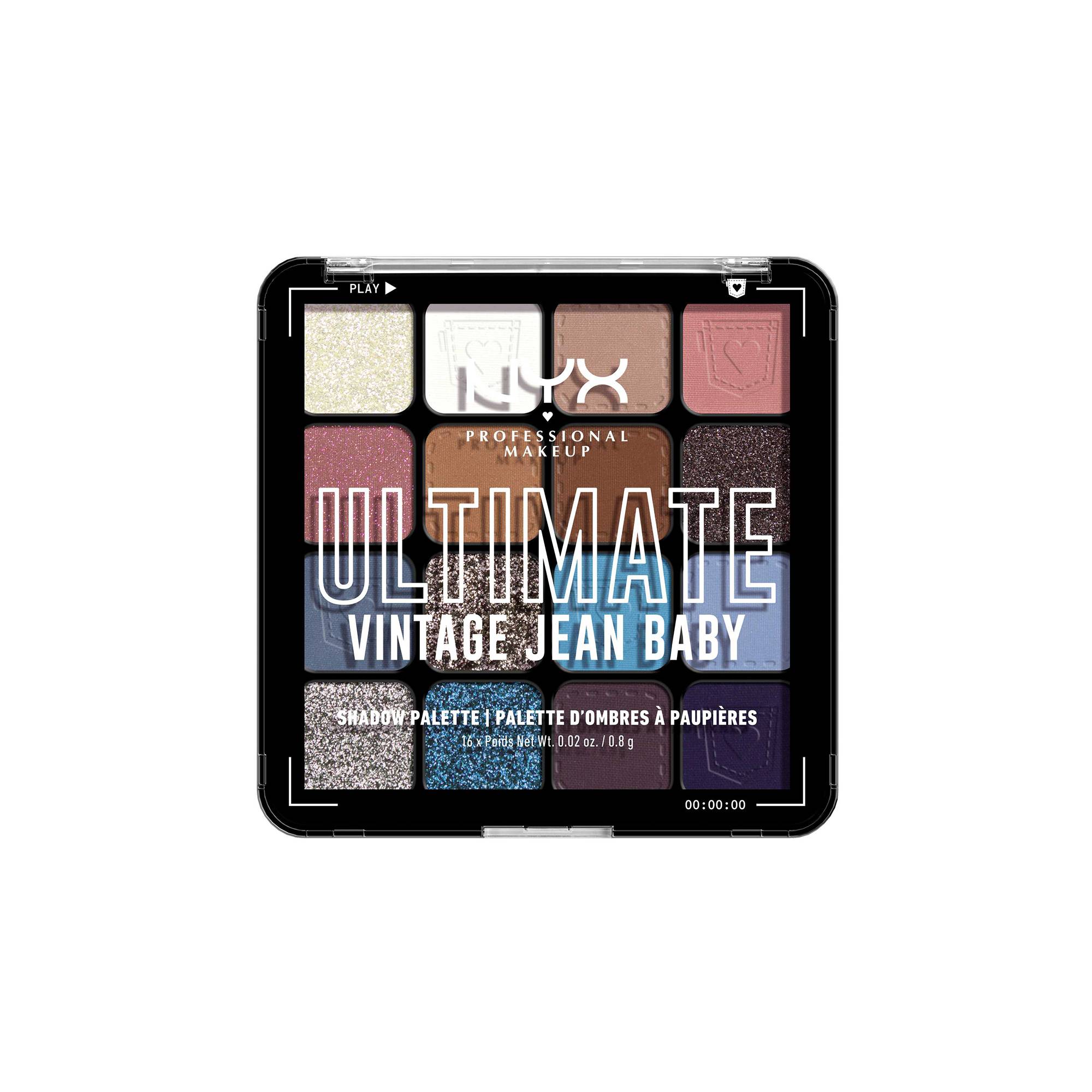 Palette 16 fards à paupières Ultimate Vintage jean baby de la marque NYX Professional Makeup Contenance 108g - 1