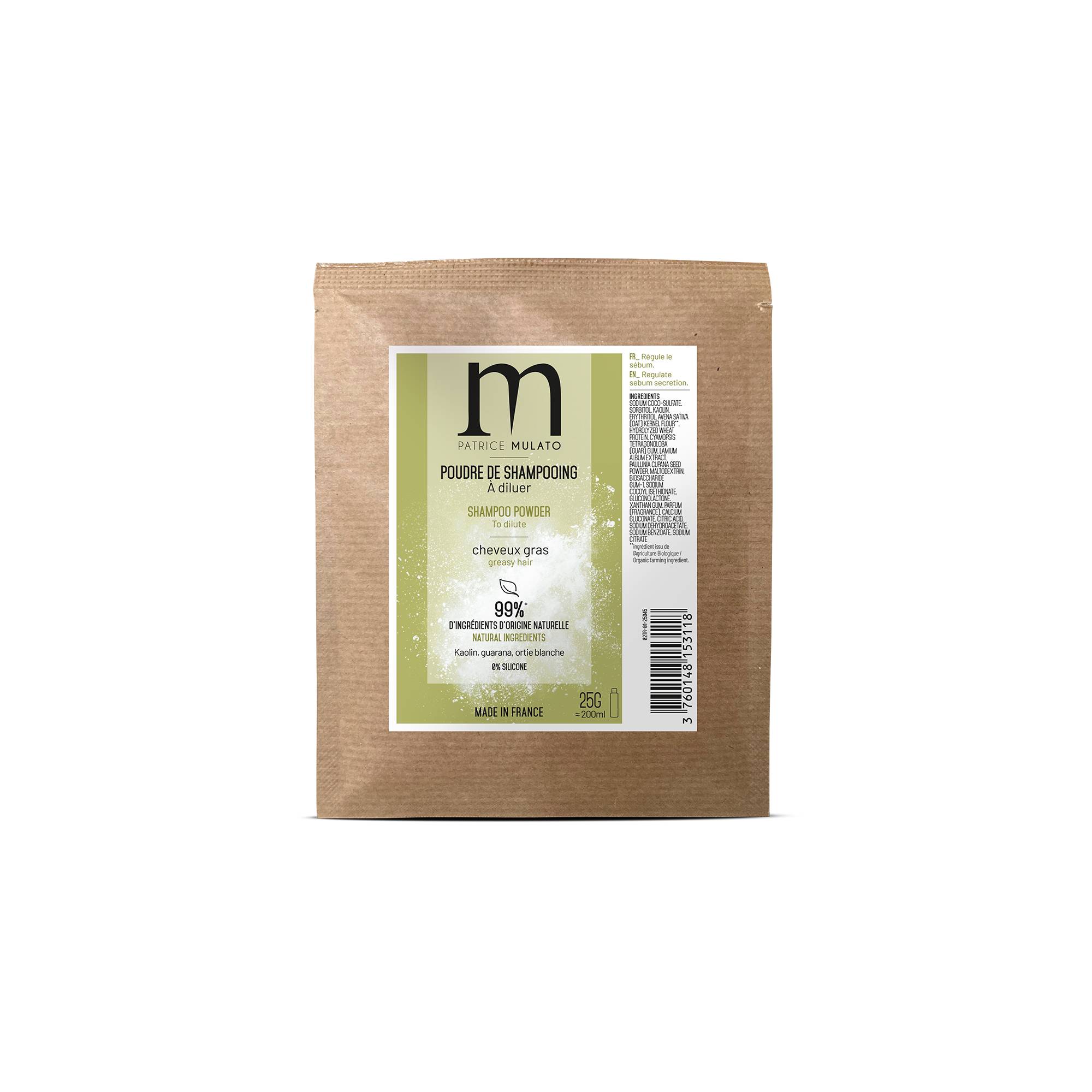 Poudre de shampoing - cheveux gras de la marque Mulato Contenance 25g - 1