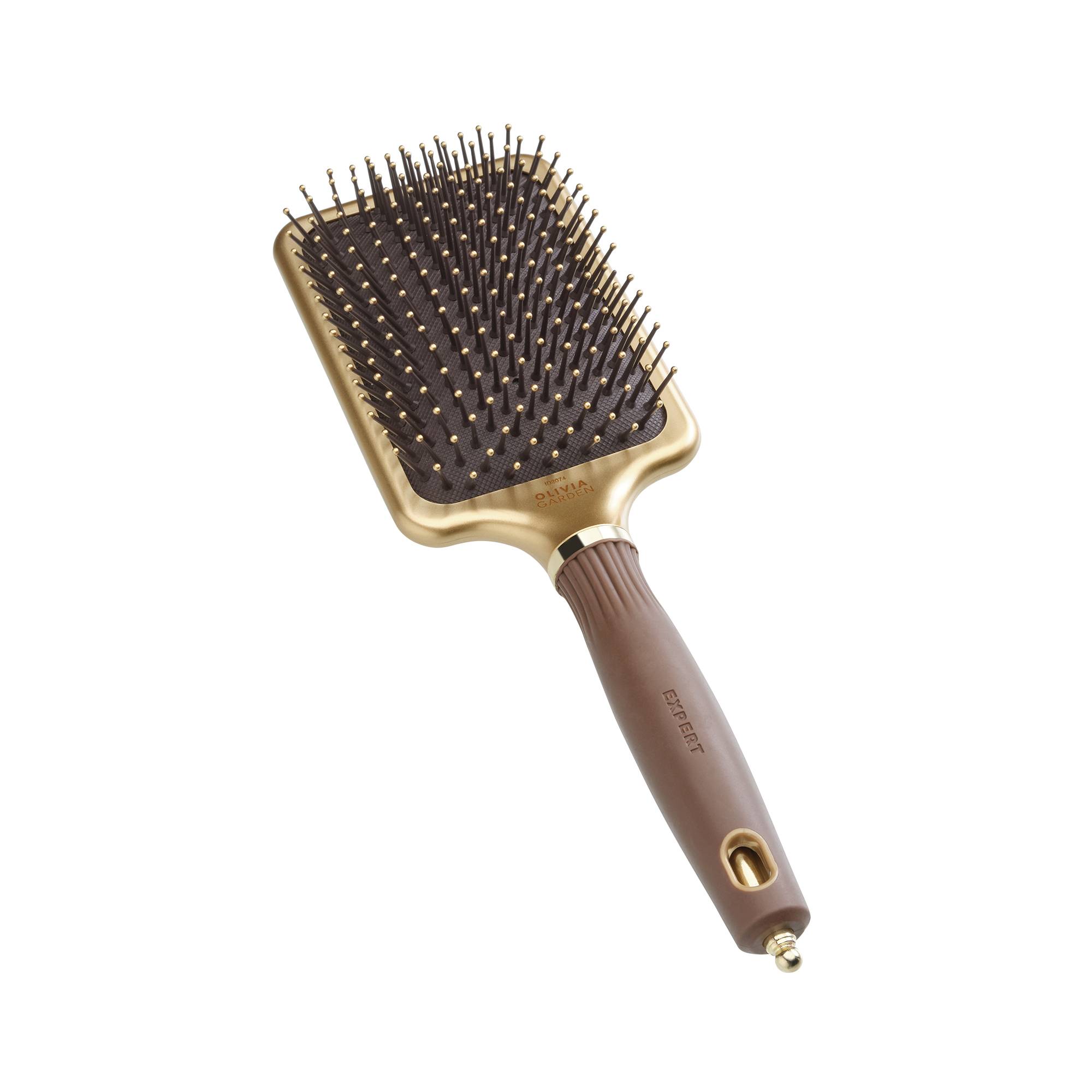 Brosse démêlante Expert Care Rectangular Nylon Bristle Gold&Brown L de la marque Olivia Garden - 1