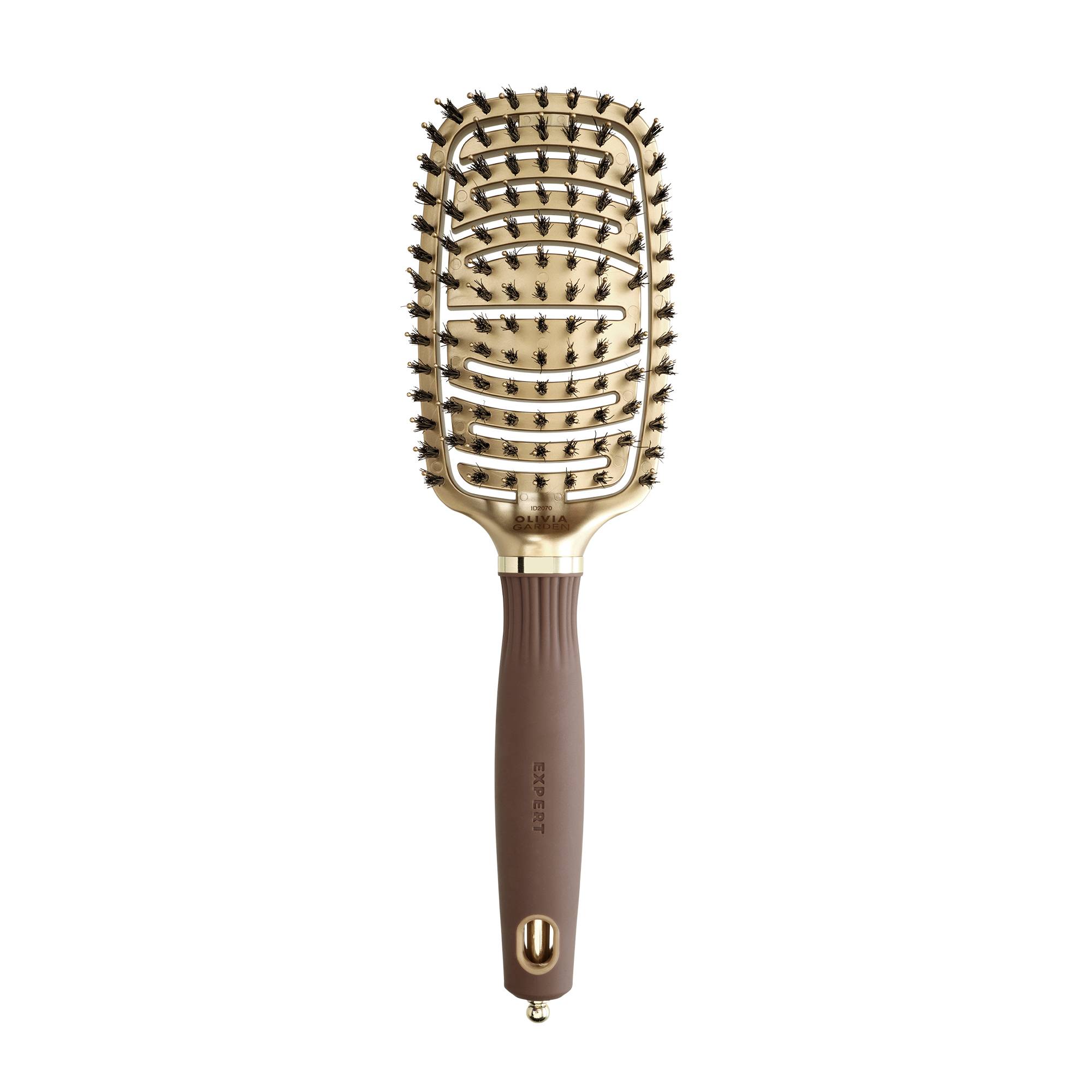 Brosse démêlante Expert Care Flex Boar&Nylon Bristles Gold&Brown de la marque Olivia Garden - 1