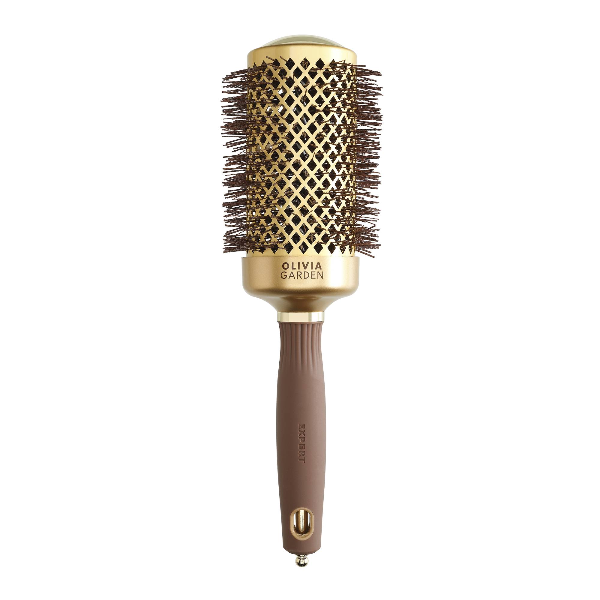 Brosse brushing ronde Expert Blowout Shine Wavy Bristles Gold&Brown 55mm de la marque Olivia Garden - 1