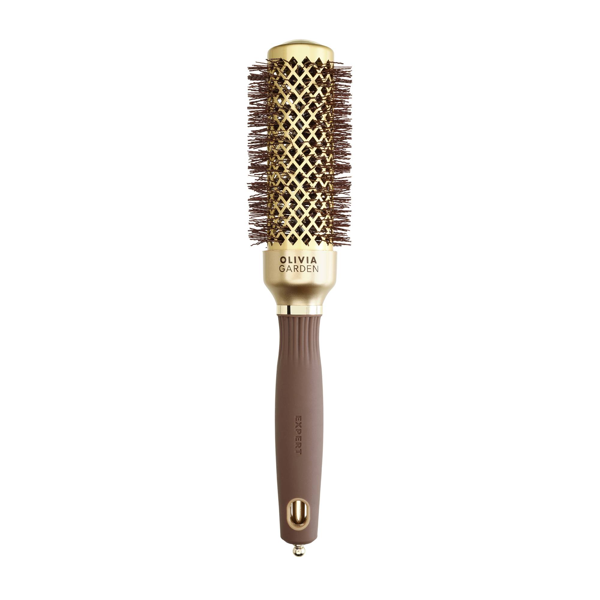 Brosse brushing ronde Expert Blowout Shine Wavy Bristles Gold&Brown 35mm de la marque Olivia Garden - 1