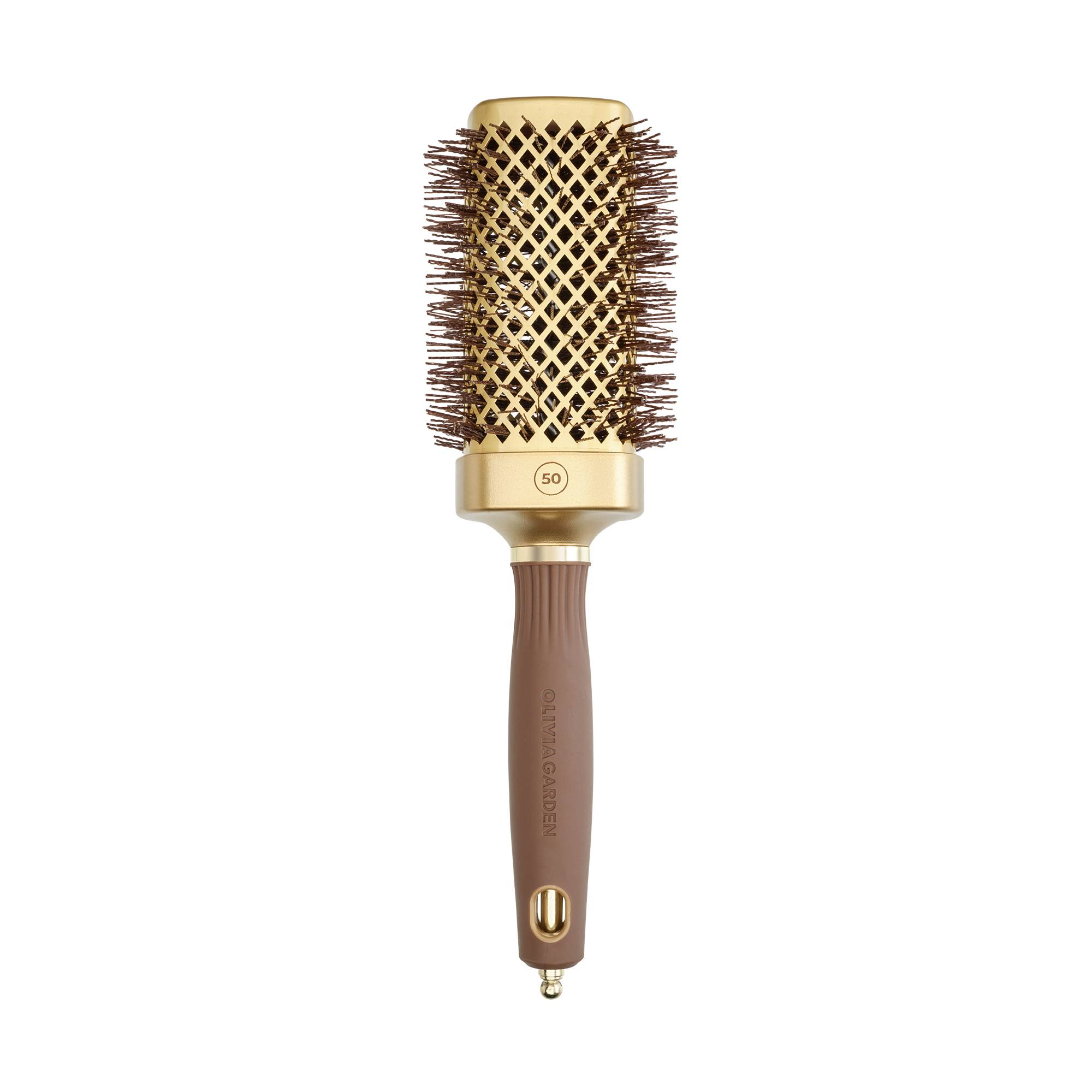 Brosse brushing Expert Blowout Straight Wavy Bristle Gold&Brown 50mm de la marque Olivia Garden - 1