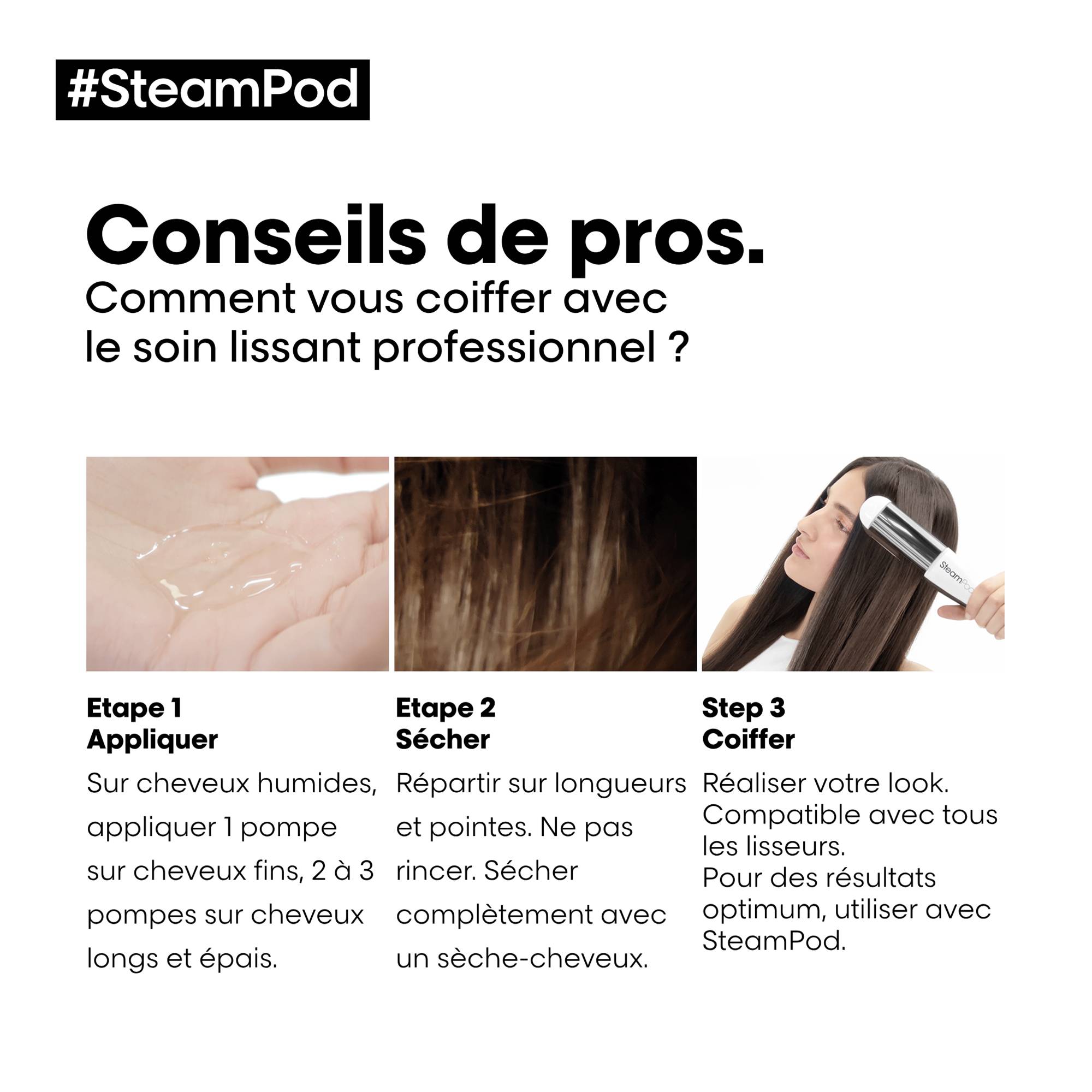 Pack lisseur vapeur SteamPod 3.0 et... 50ml | L'Oral Professionnel