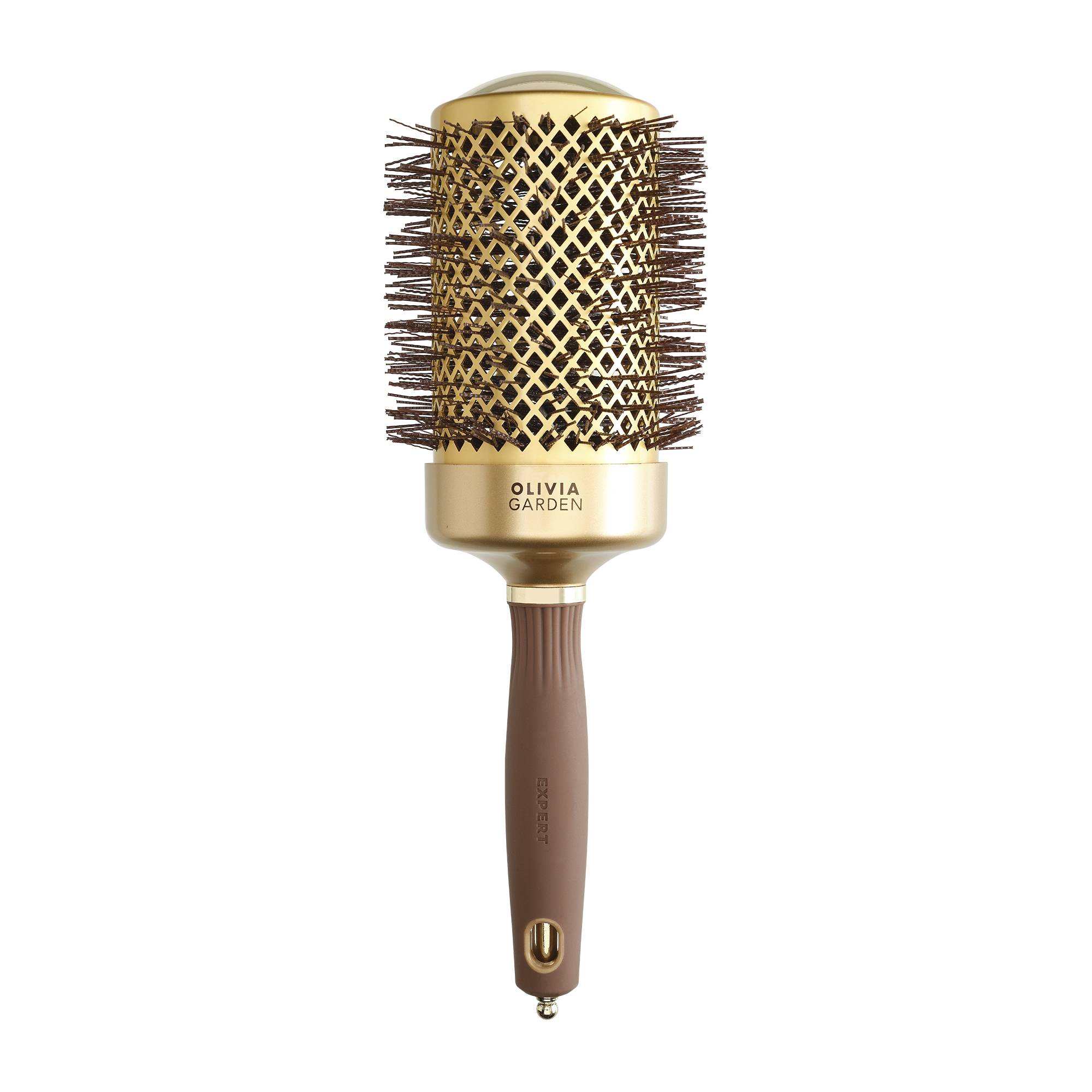 Brosse brushing ronde Expert Blowout Shine Wavy Bristles Gold&Brown 65mm de la marque Olivia Garden - 1