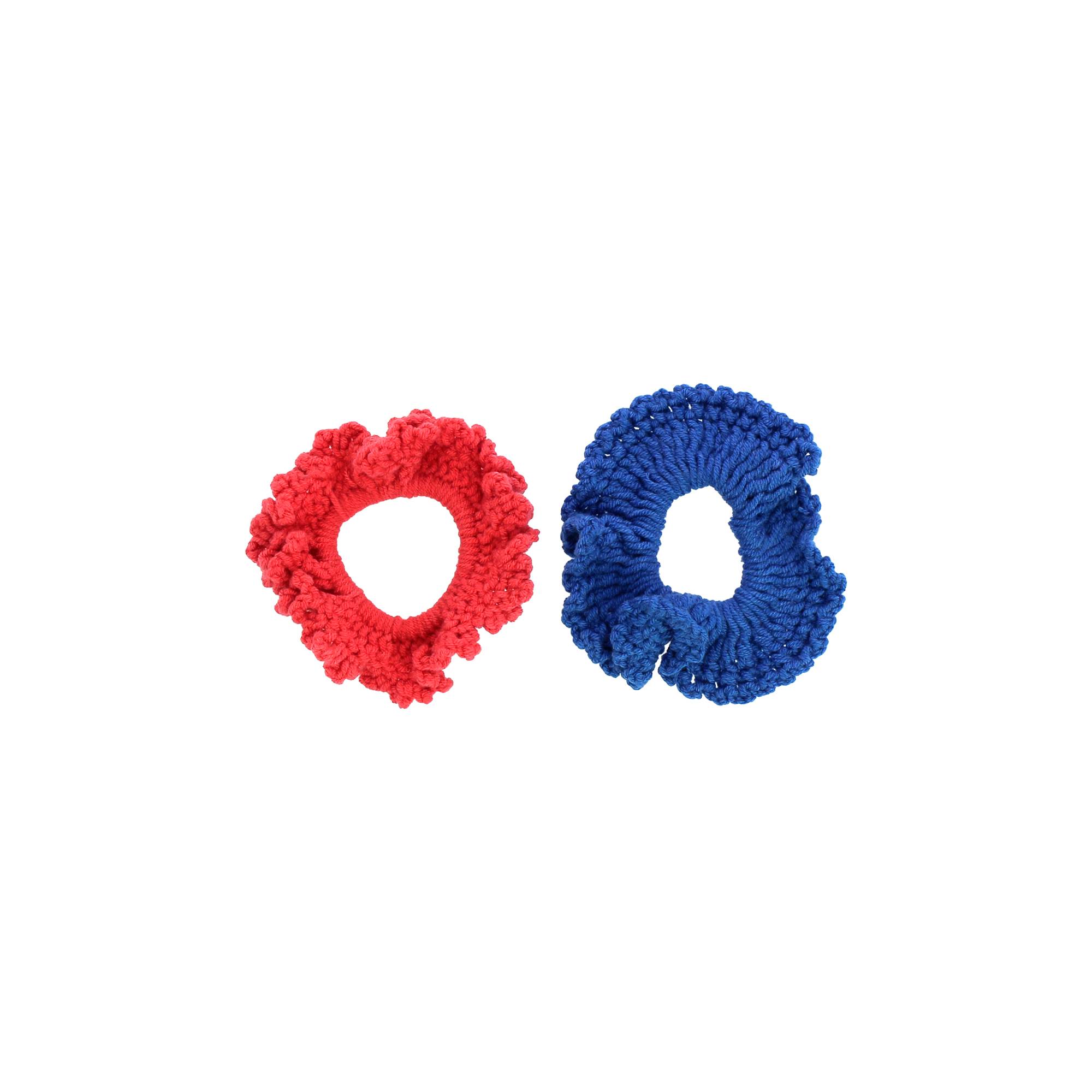 Lot de 2 chouchous crochet Rose et bleu de la marque Coiffeo - 1