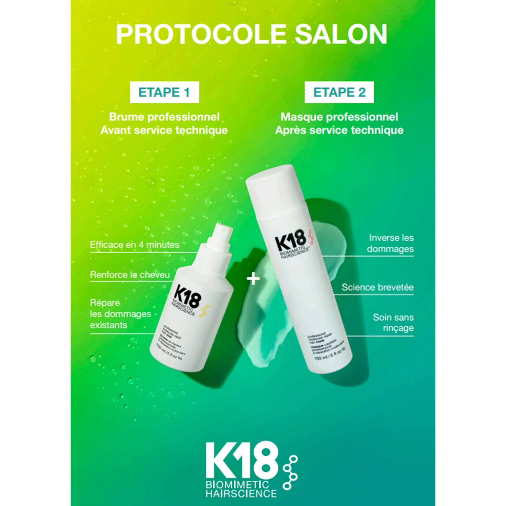 Masque professionnel réparation moléculaire Hair Mask de la marque K18 Biomimetic HairScience Contenance 150ml - 3