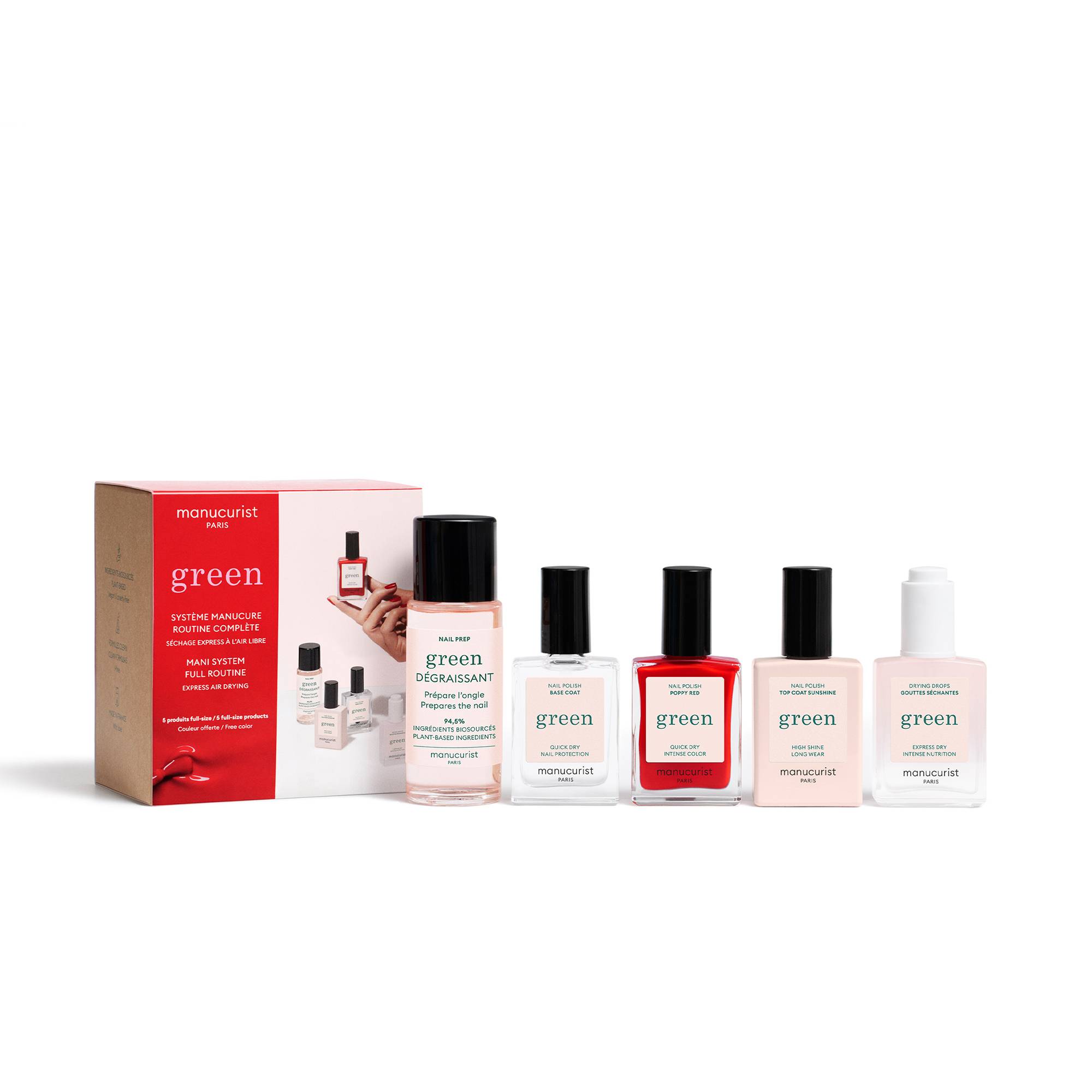 Système manucure Green™ routine complète Poppy Red (5 produits) de la marque Manucurist Contenance 30ml - 1