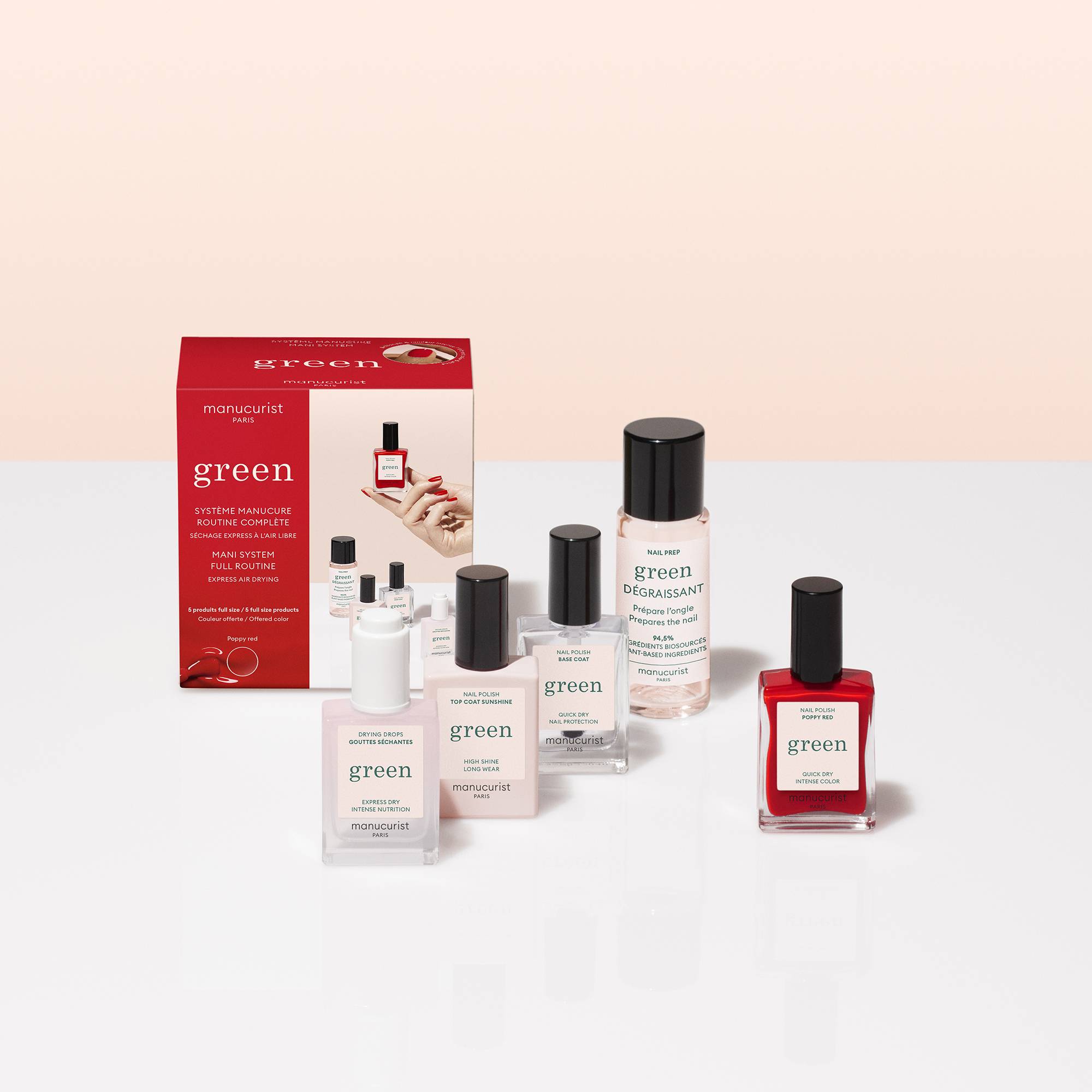 Système manucure Green™ routine complète Poppy Red (5 produits) de la marque Manucurist Contenance 30ml - 7