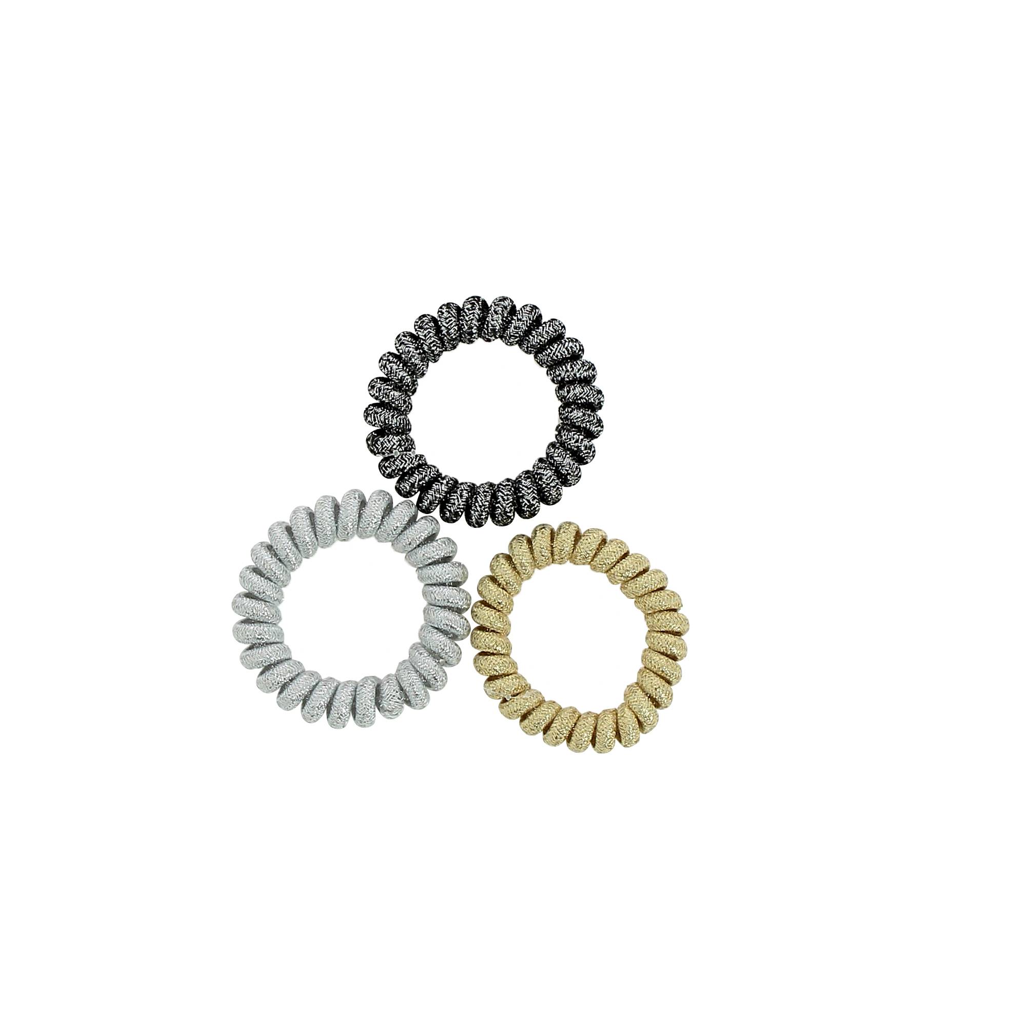 Set de 3 Élastiques Glitter Gold, Silver, Black de la marque Bleu Libellule - 1