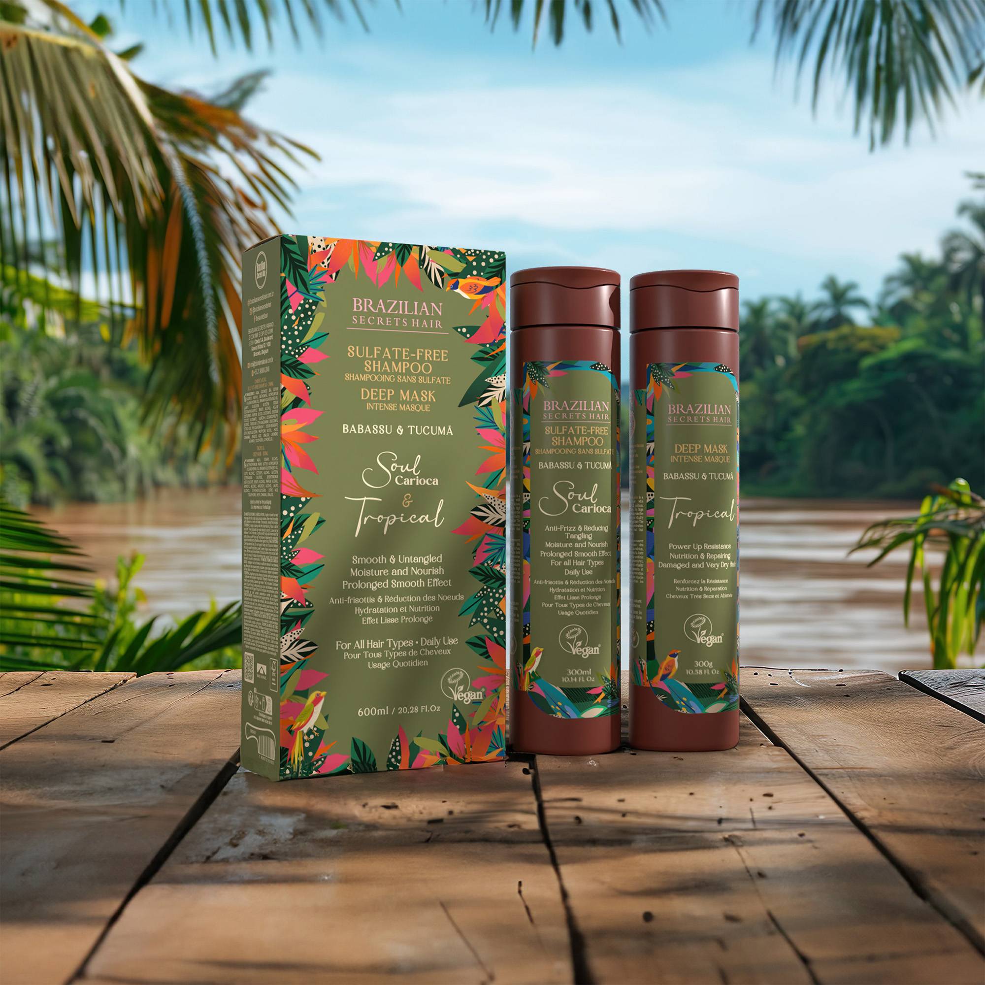 Kit Shampoing après-lissage Soul Carioca et Masque nourrissant intense Tropical de la marque Brazilian Secrets Hair Contenance 300ml - 2