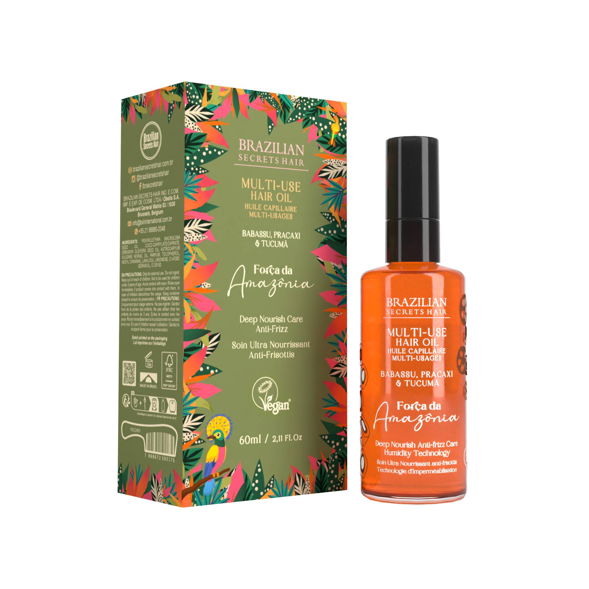Huile capillaire multi-usages Força da Amazonia de la marque Brazilian Secrets Hair Contenance 60ml - 1