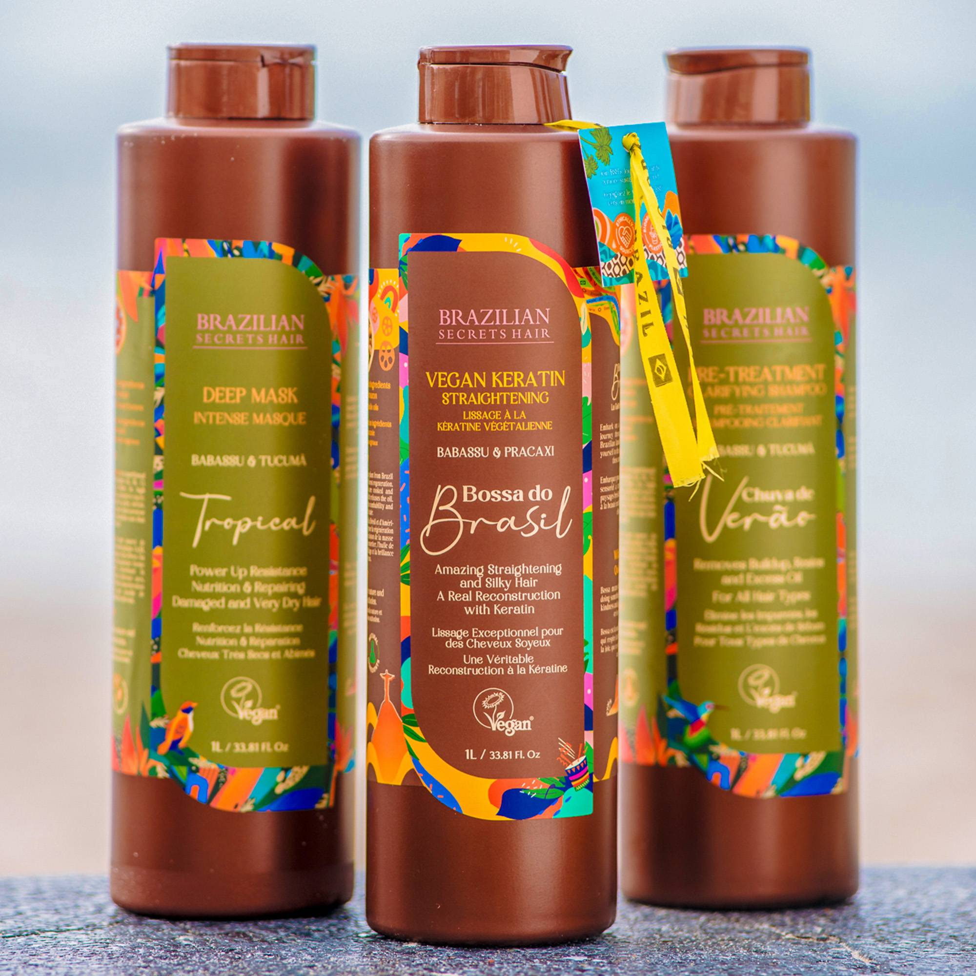 Kit lissage profond à la kératine végétalienne Bossa do Brasil de la marque Brazilian Secrets Hair Contenance 1000ml - 2