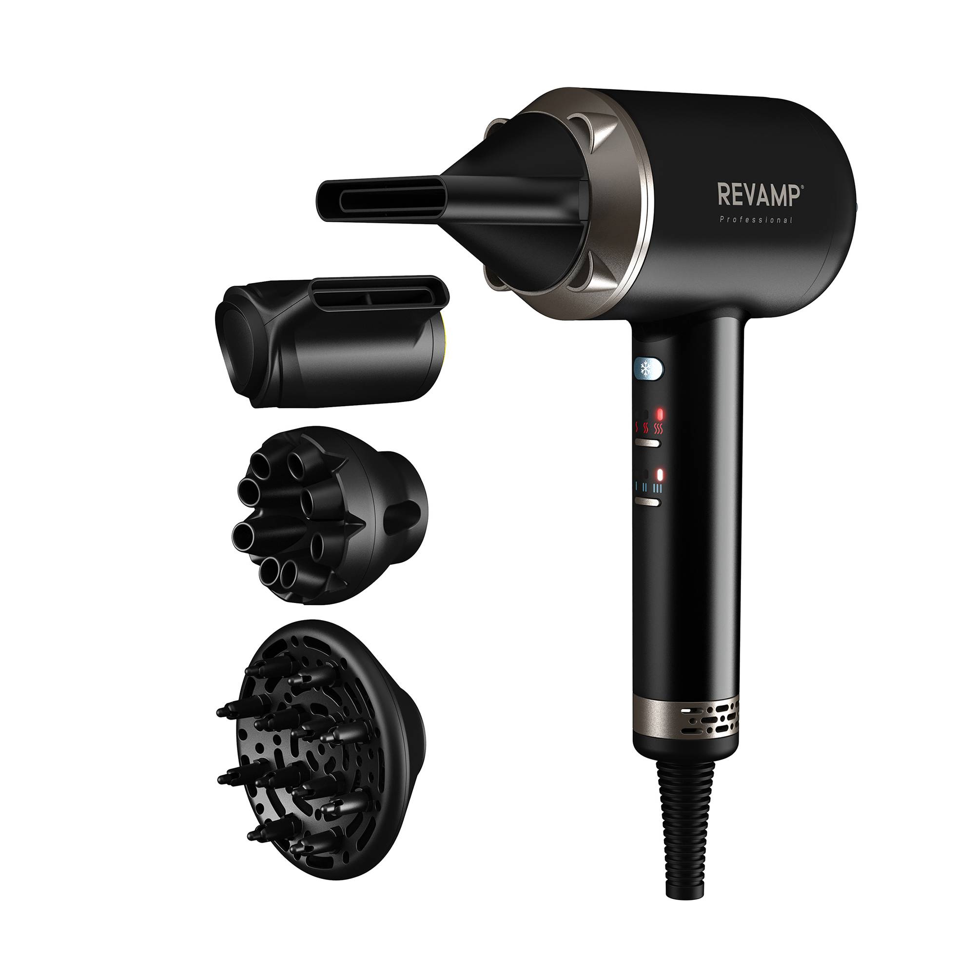 Sèche-Cheveux Quad Ion Haute Vélocité Progloss - Enigma Précision de la marque Revamp Professional Contenance 460g - 1