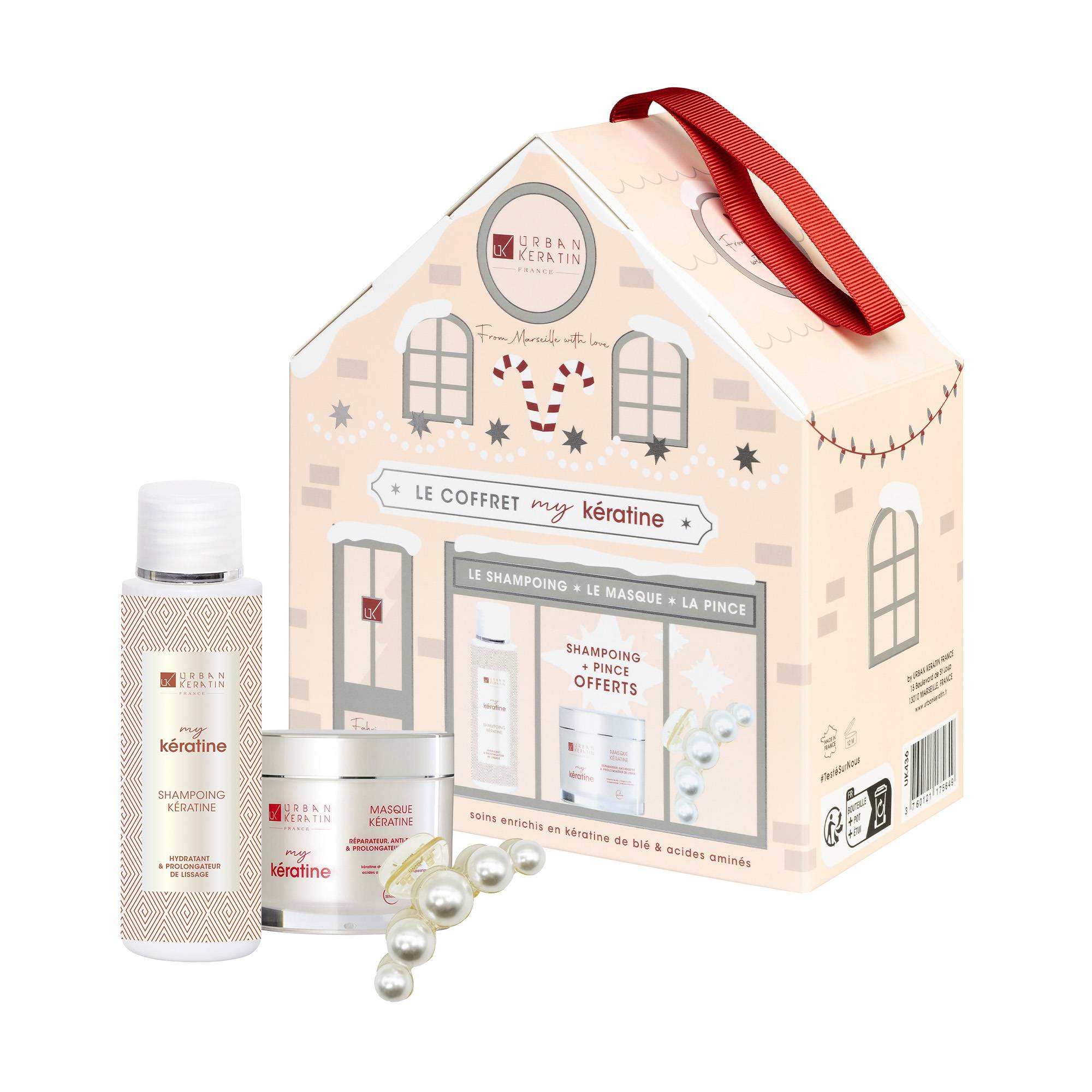 Coffret Noël soin intense My kératine pour cheveux abîmés de la marque Urban Keratin Contenance 300ml - 1