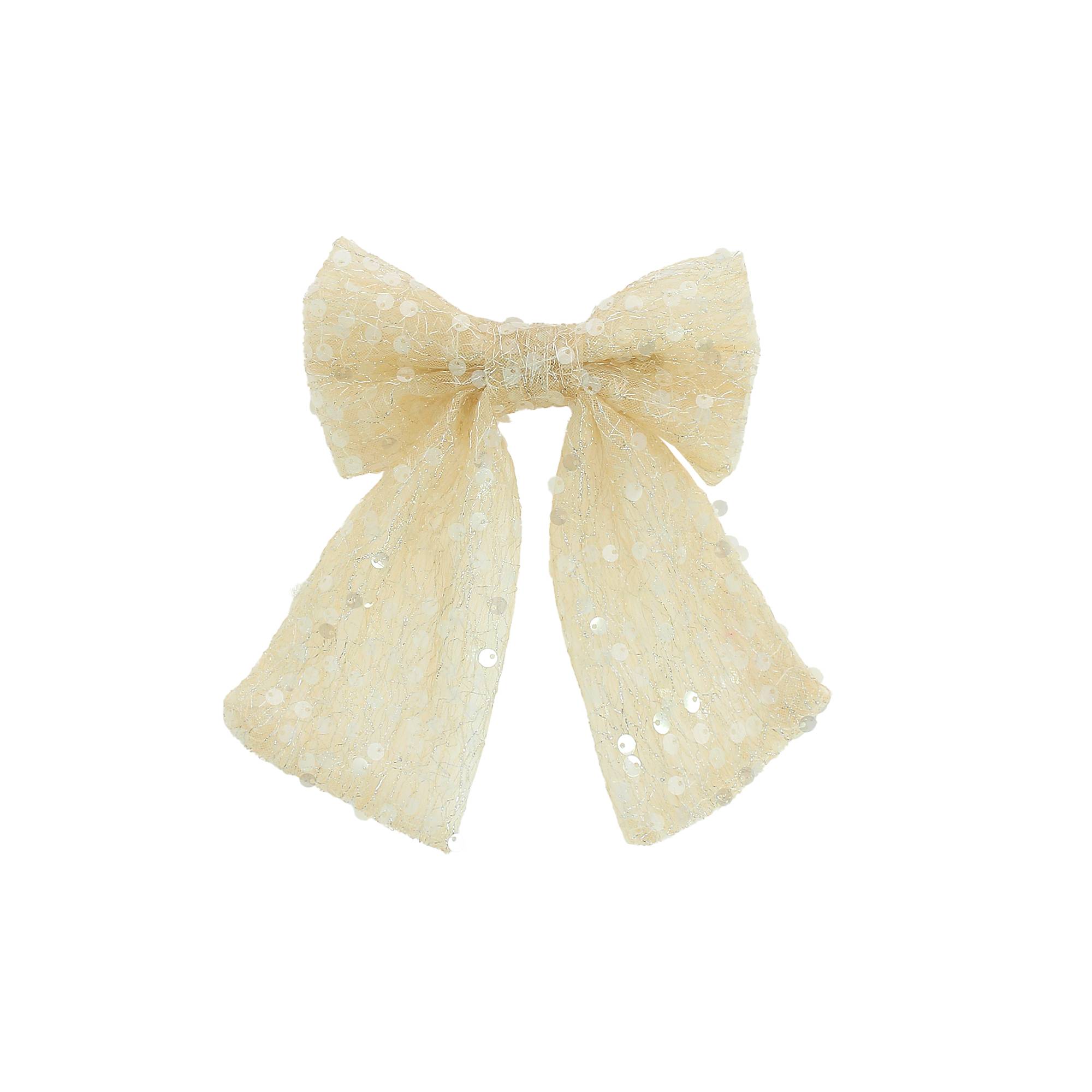 Maxi Nœud Doré à Sequins sur Pince de la marque Bleu Libellule - 1