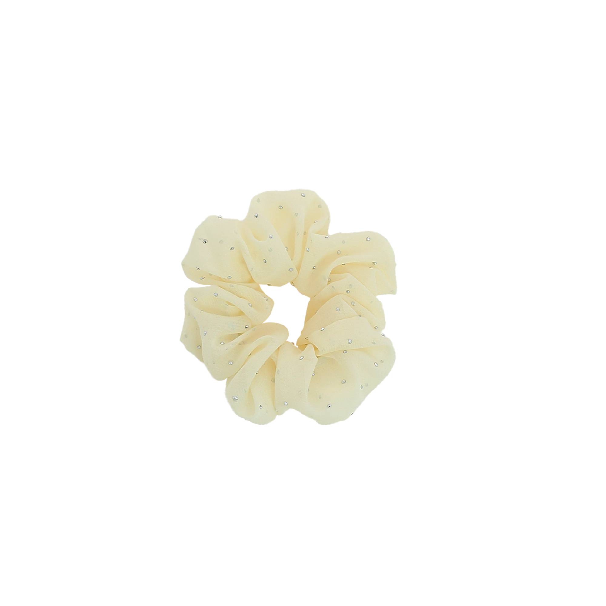 Chouchou Beige Studs Strass Argent de la marque Bleu Libellule - 1